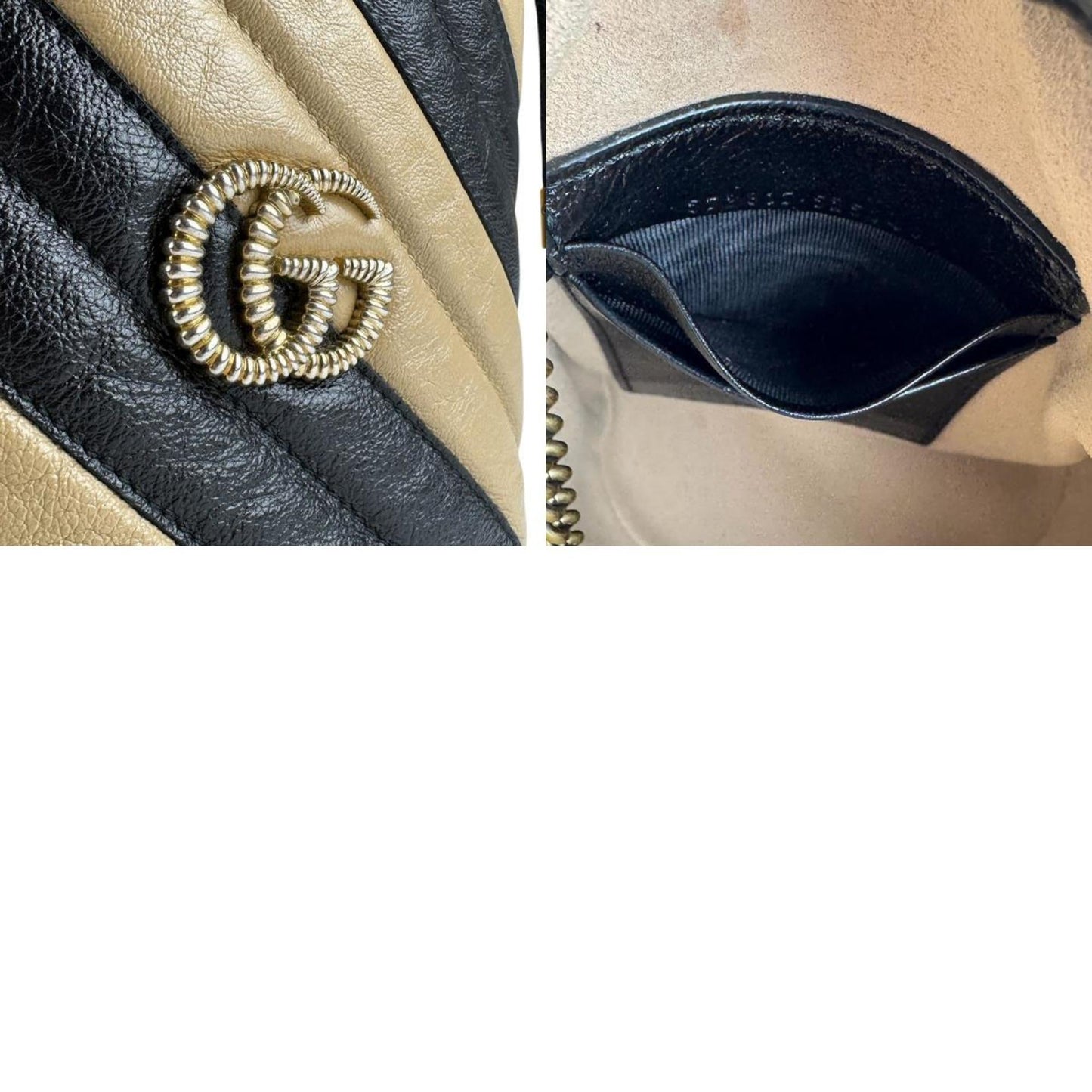 Gucci Beige Black Leather Shoulder Bag ( )