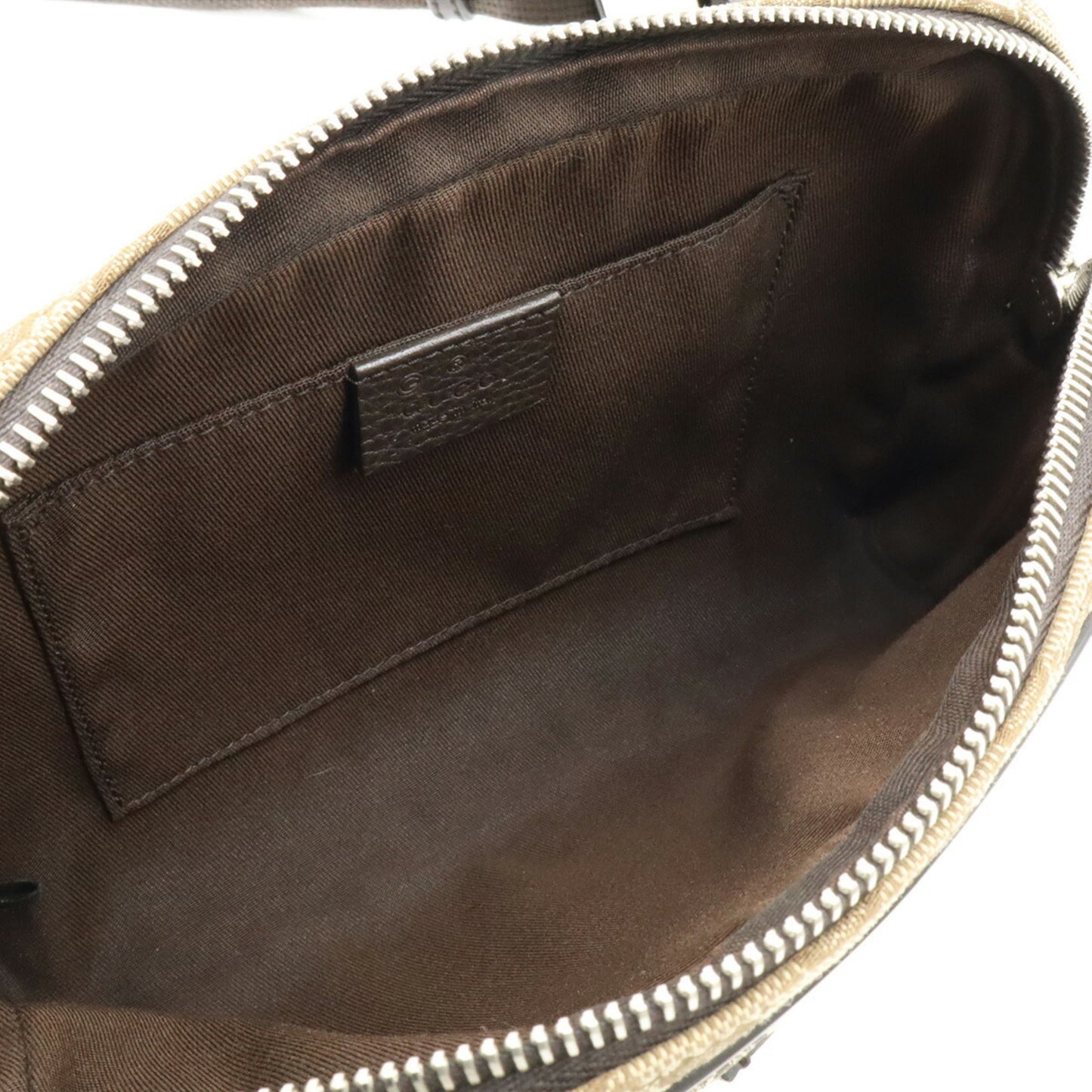 Gucci Gg Canvas Beige Dark Brown Gg Canvas Leather Pouch Sling Bag ( )