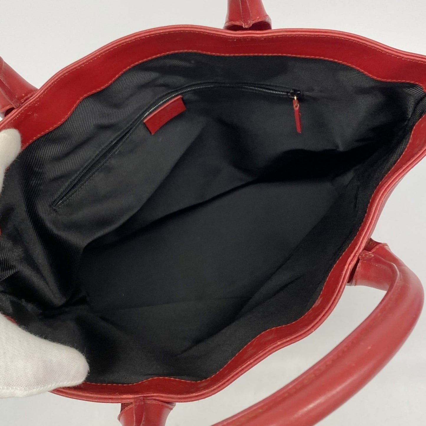 Gucci Beige Black Red Color Canvas Tote Bag ( )