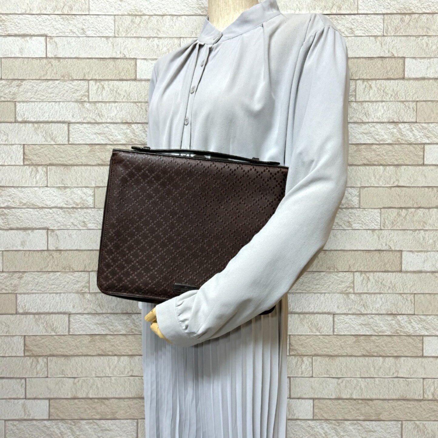 Gucci Diamante Brown Leather Handbag ( )