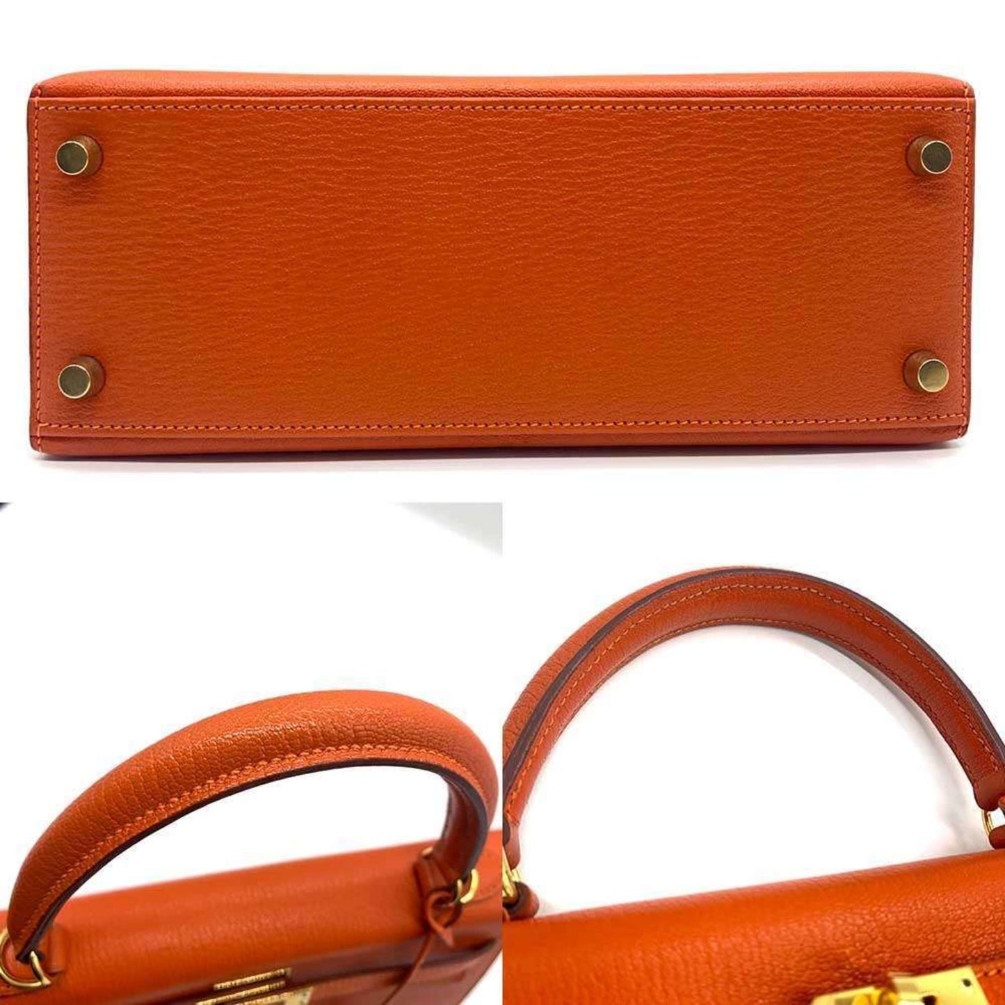 Hermes Kelly Orange Chevre Leather Handbag ( )