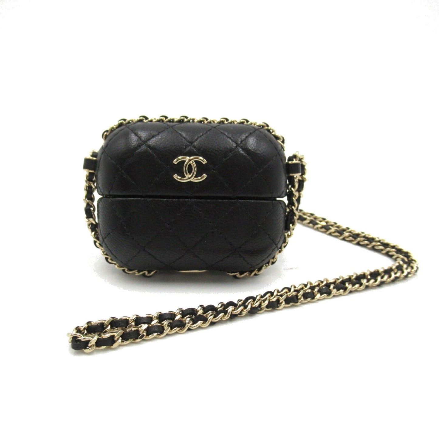 CHANEL Airpods Case Shoulder Bag Lambskin (Sheepskin) Women's Black AP2207