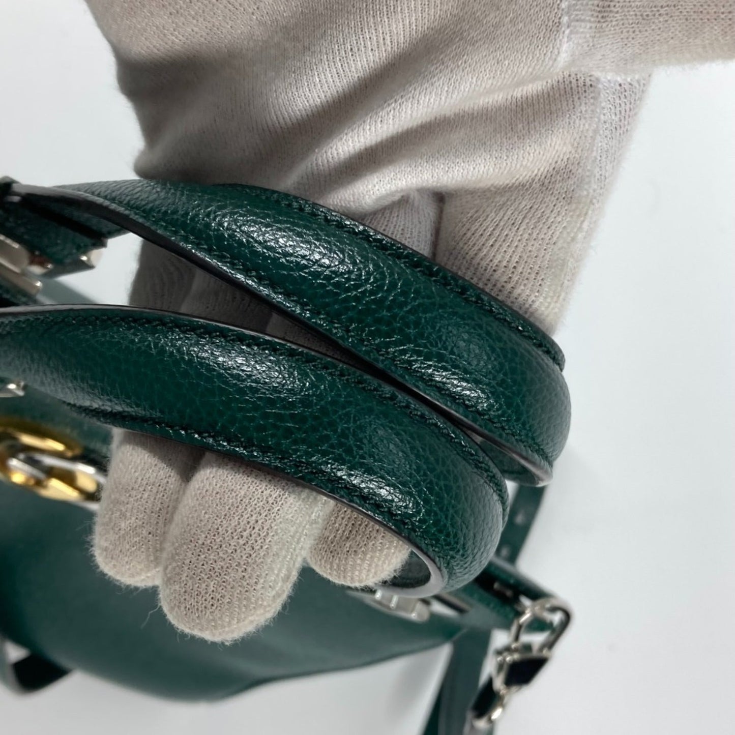 Gucci Green Leather Handbag Shoulder Bag ( )