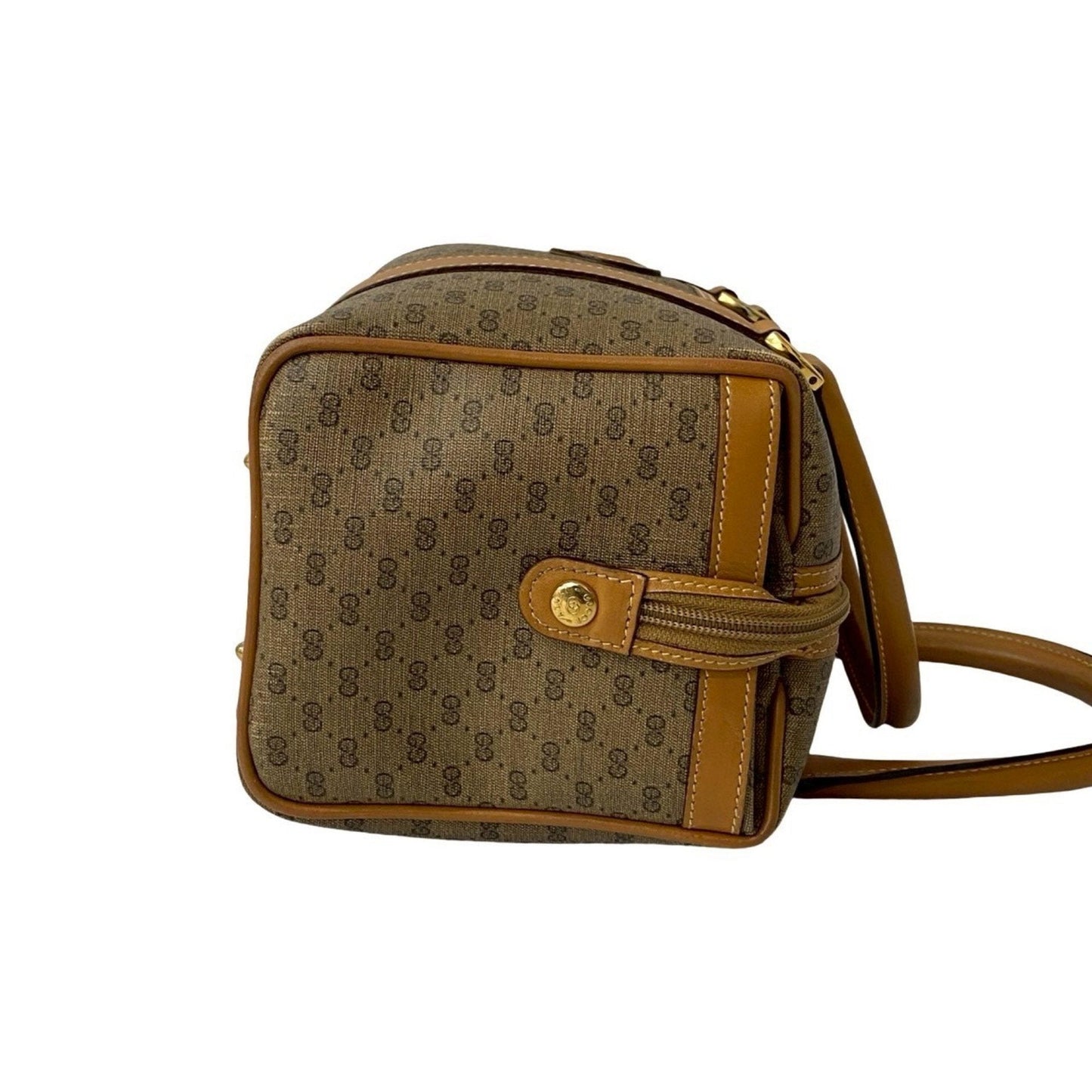 Gucci Brown Leather Pvc Boston Bag Handbag ( )