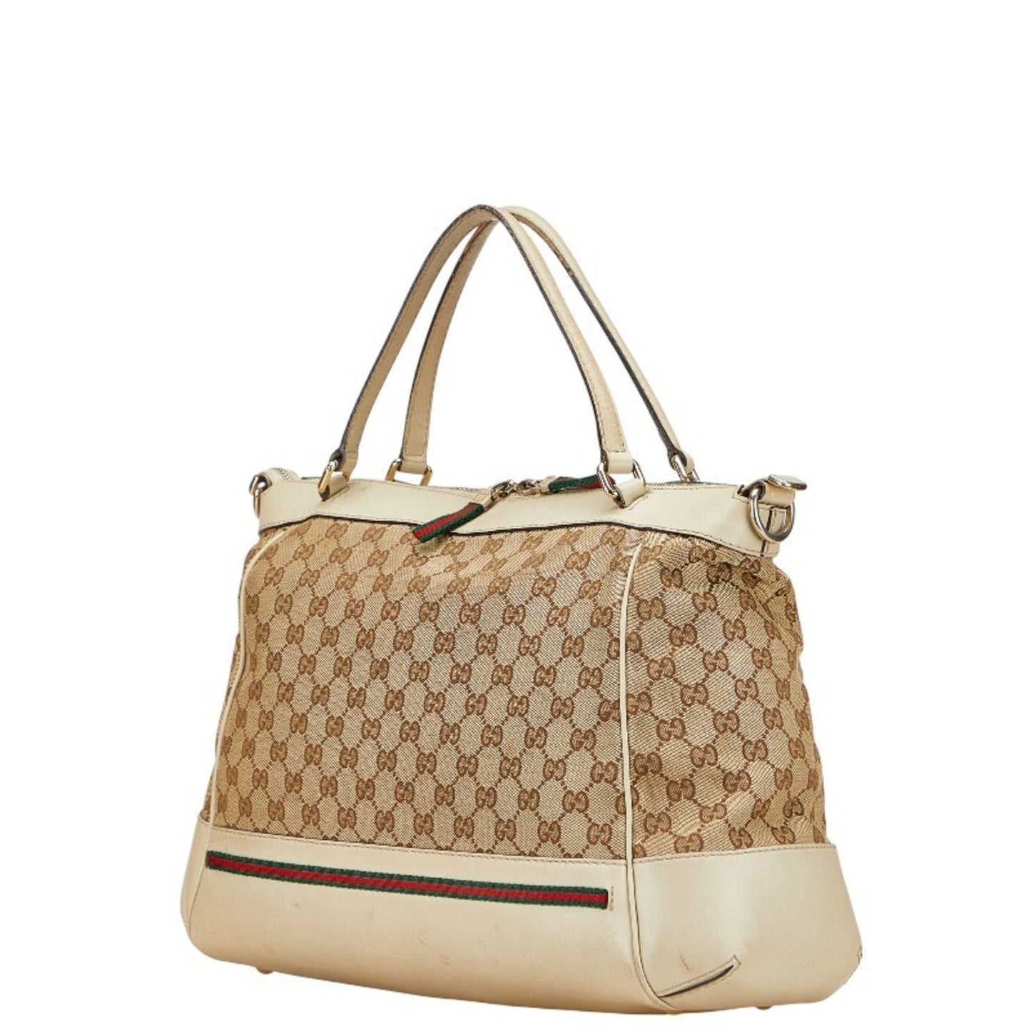 Gucci Gg Canvas Beige Gg Canvas Leather Shoulder Bag Tote Bag ( )