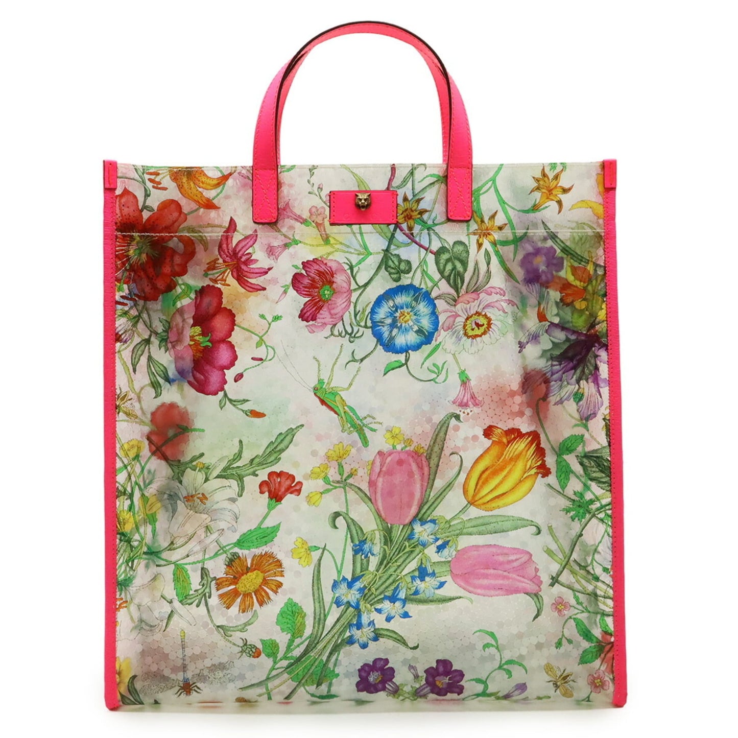 Gucci Clear Multi-Color Pink Vinyl Leather Tote Bag ( )