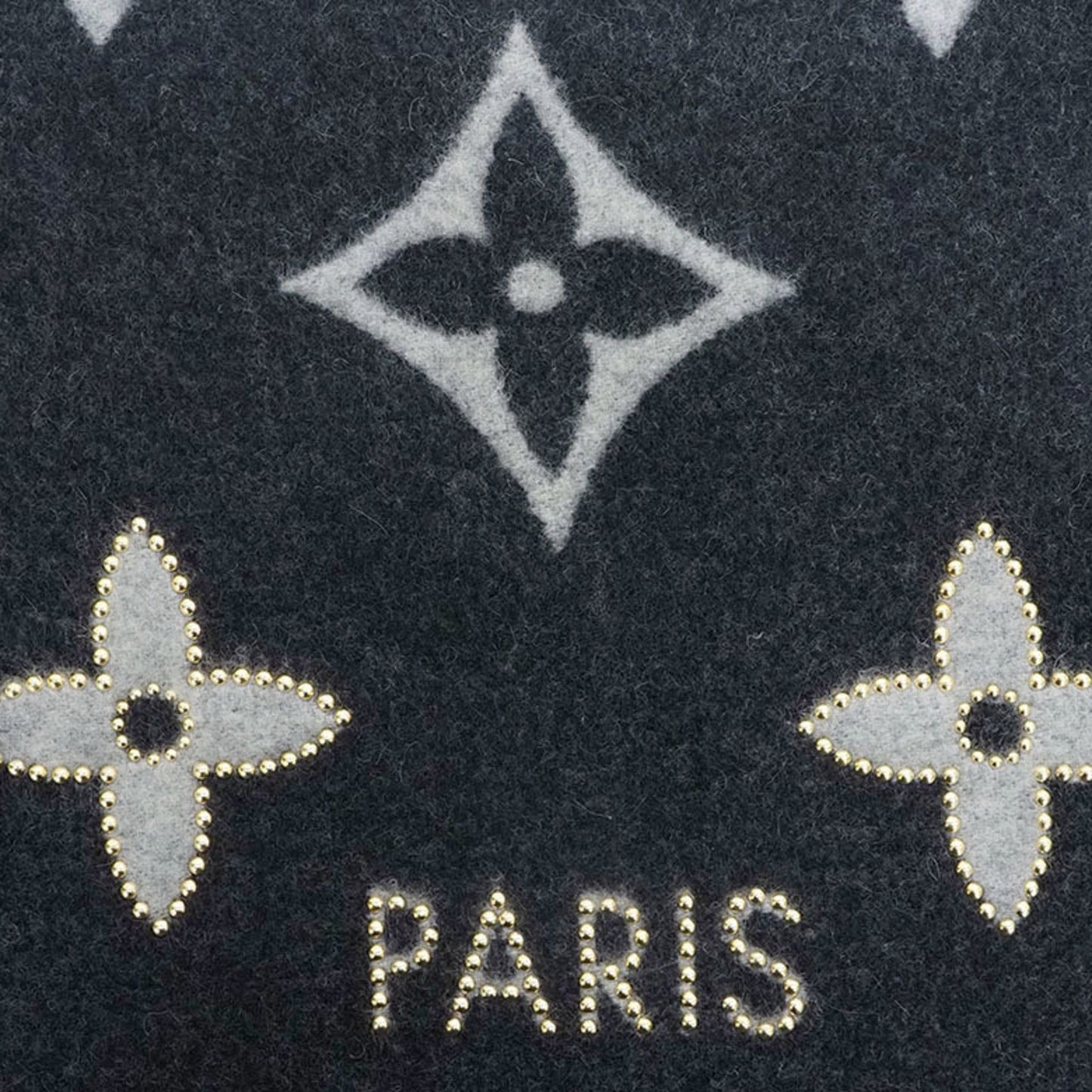 LOUIS VUITTON M71588 Muffler Reykjavik Studdy Monogram Black Gray Studs Ladies