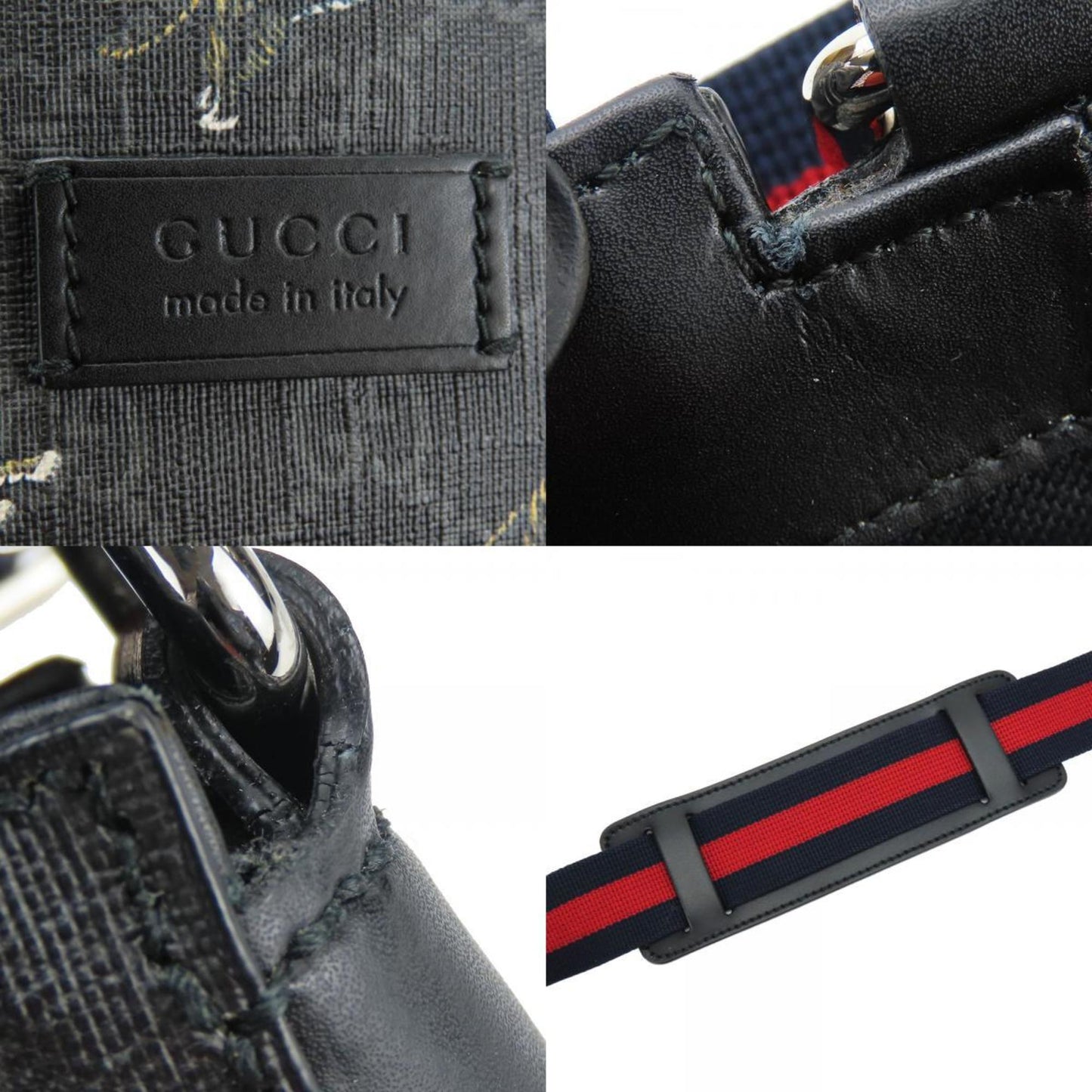 Gucci Black Gray Gg Supreme Shoulder Bag ( )