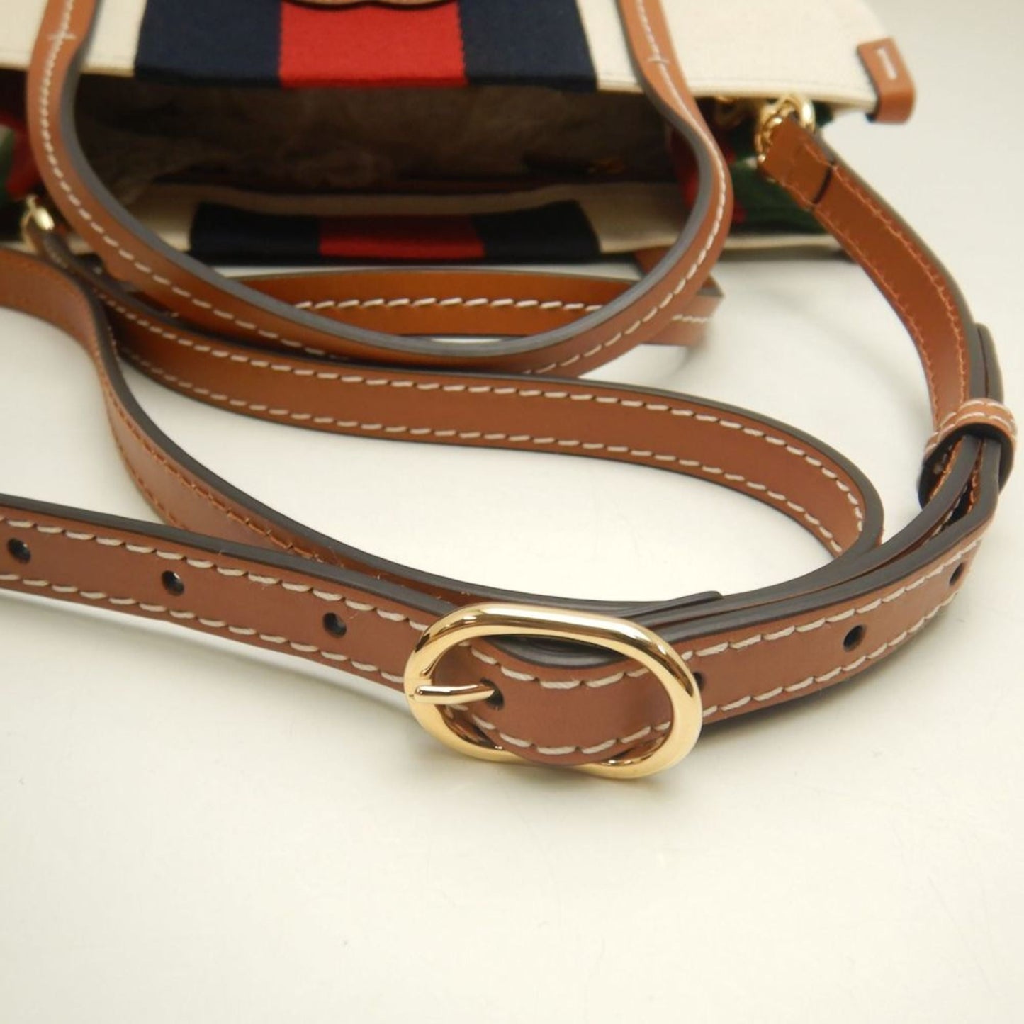 Gucci Brown Ivory Canvas Tote Bag ( )