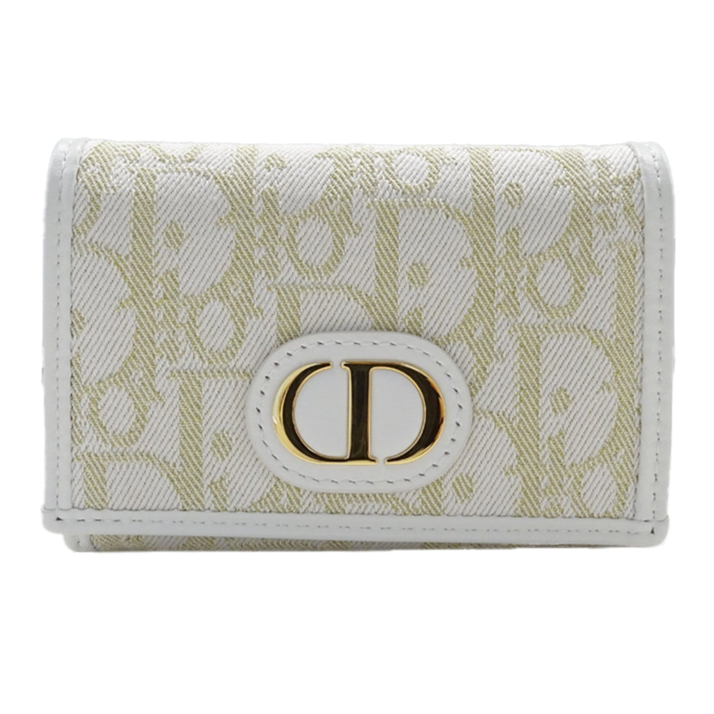 Christian Dior Gold White Jacquard Coin Purse/Coin Case ()