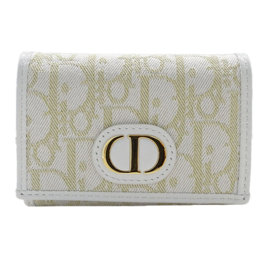 Christian Dior Gold White Jacquard Coin Purse/Coin Case ()