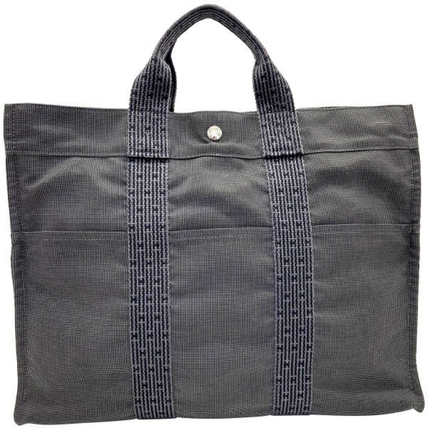 Hermes Her Line Gray Nylon Canvas Tote Bag ( )