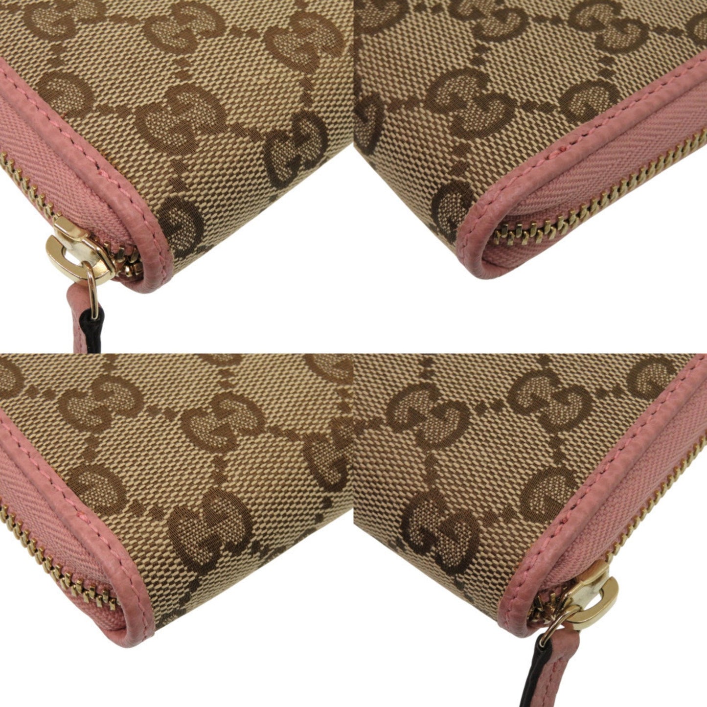 Gucci Beige Dusty Pink Gg Supreme Canvas Long Wallet (Bi-Fold) ( )