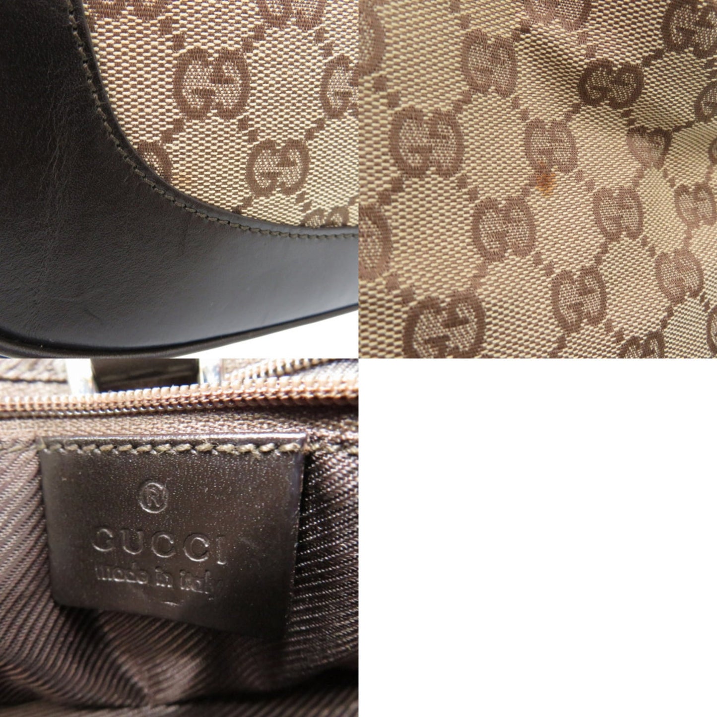 Gucci Beige Gg Canvas Leather Handbag Shoulder Bag ( )