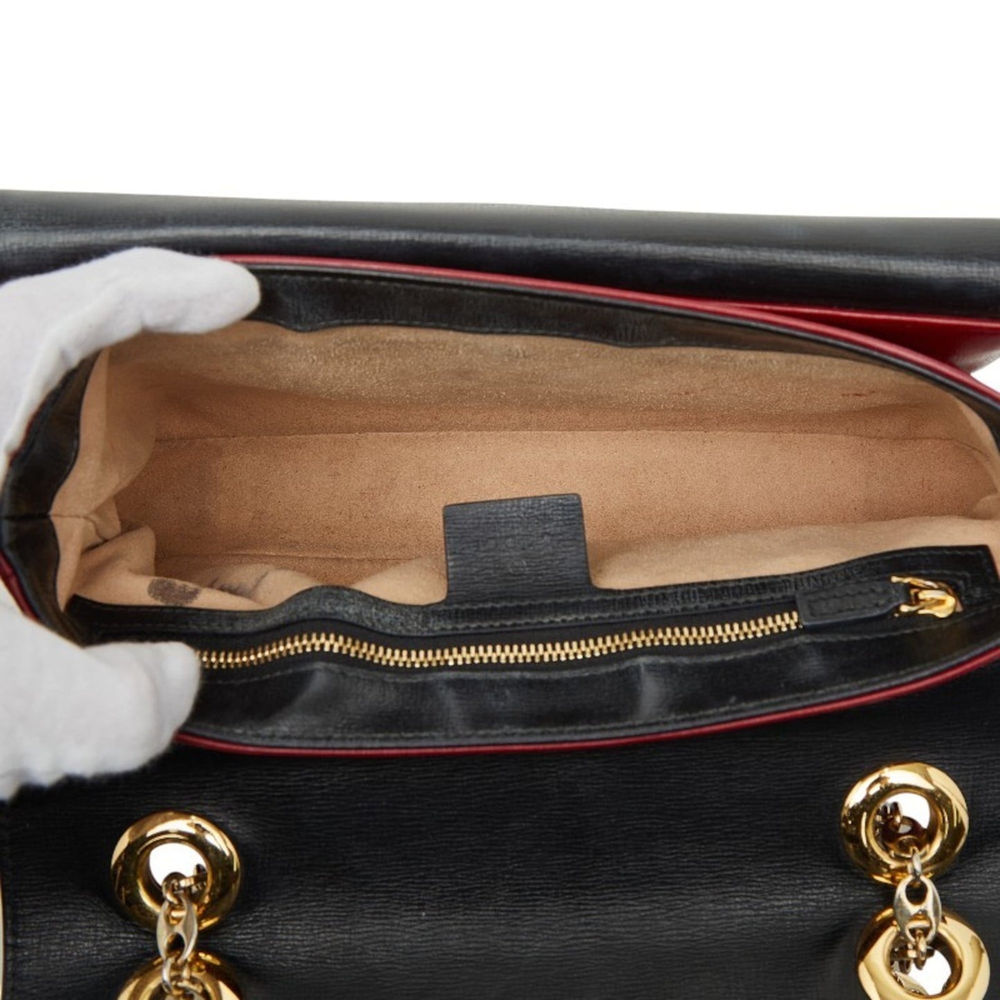 Gucci Black Red Color Leather Shoulder Bag ( )