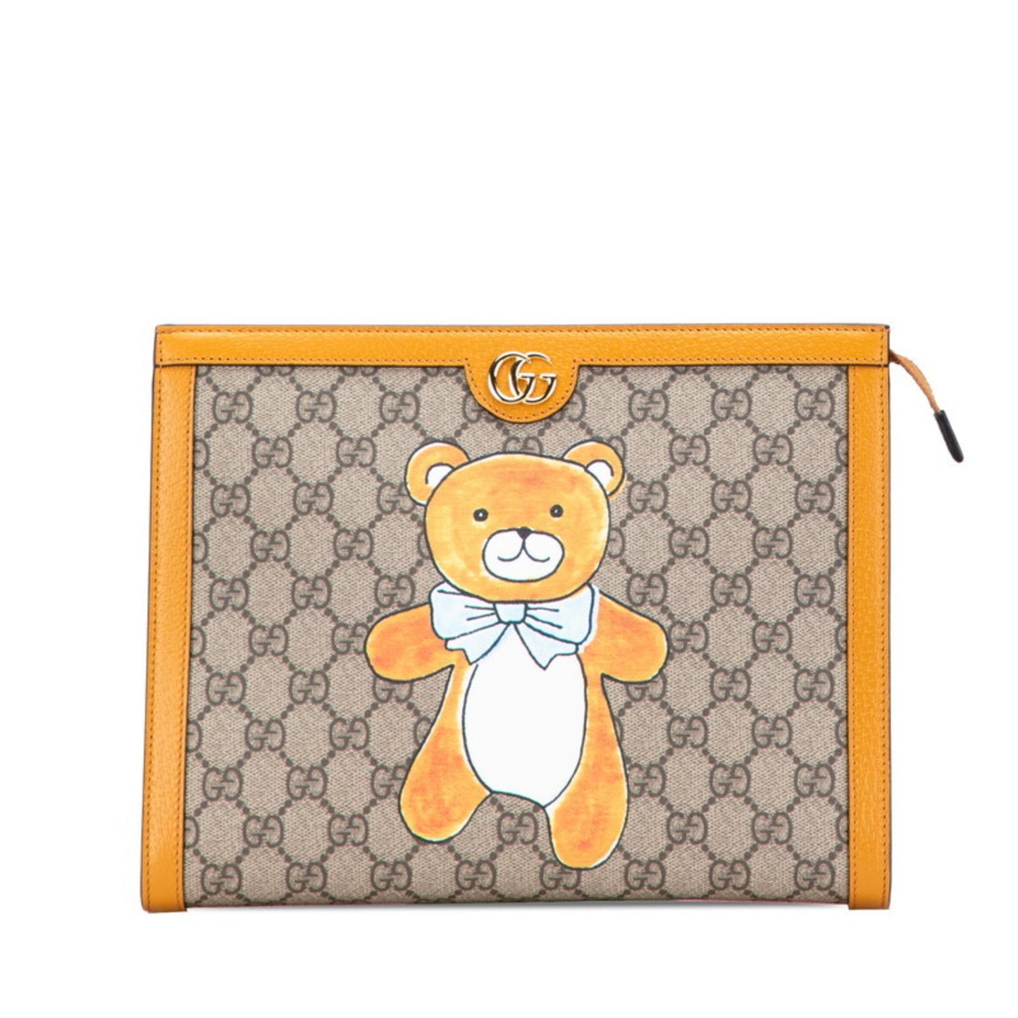 Gucci Beige Orange Pvc Leather Clutch Bag ( )