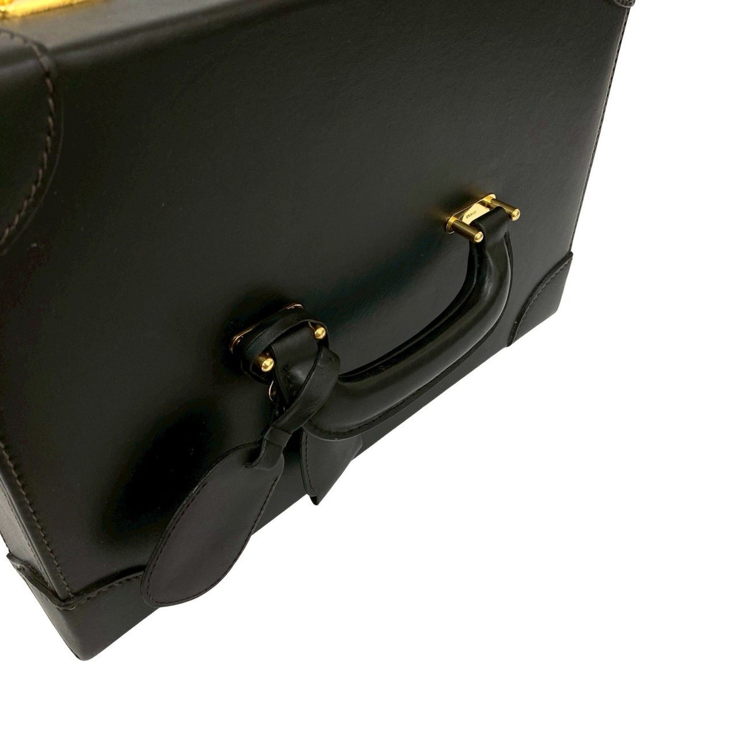 Gucci Black Leather Handbag Vanity Bag ( )