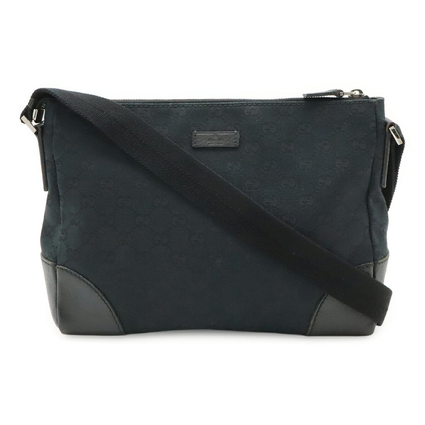 Gucci Black Gg Canvas Leather Shoulder Bag ( )