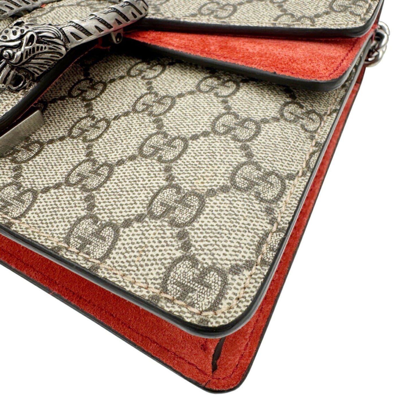 Gucci Brown Red Color Pvc Suede Handbag Shoulder Bag ( )