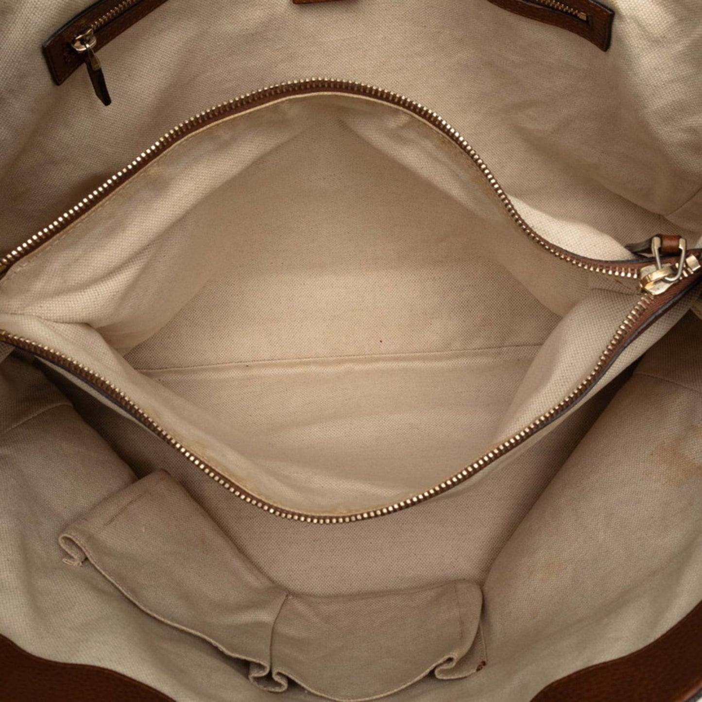 Gucci Beige Brown Gg Canvas Leather Shoulder Bag Tote Bag ( )