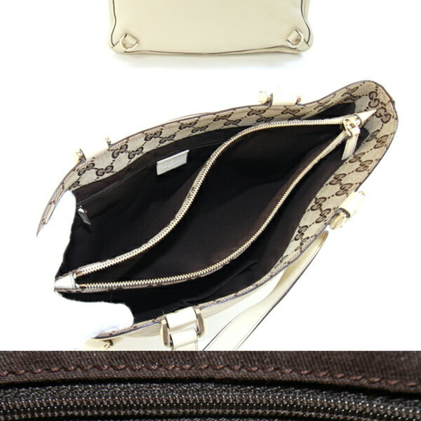 Gucci Abbey Ivory Leather Tote Bag ( )