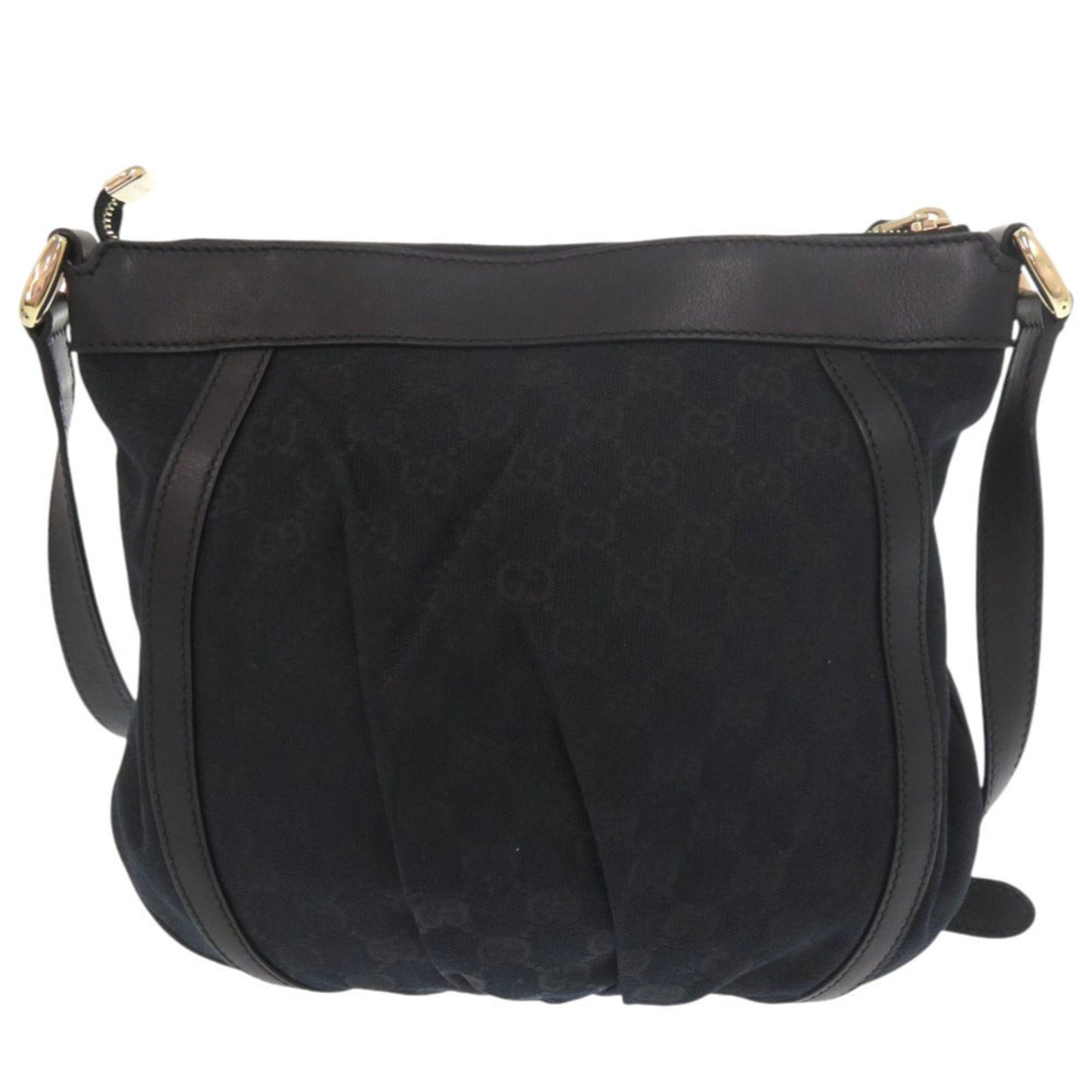 Gucci Black Gg Canvas Leather Shoulder Bag ( )