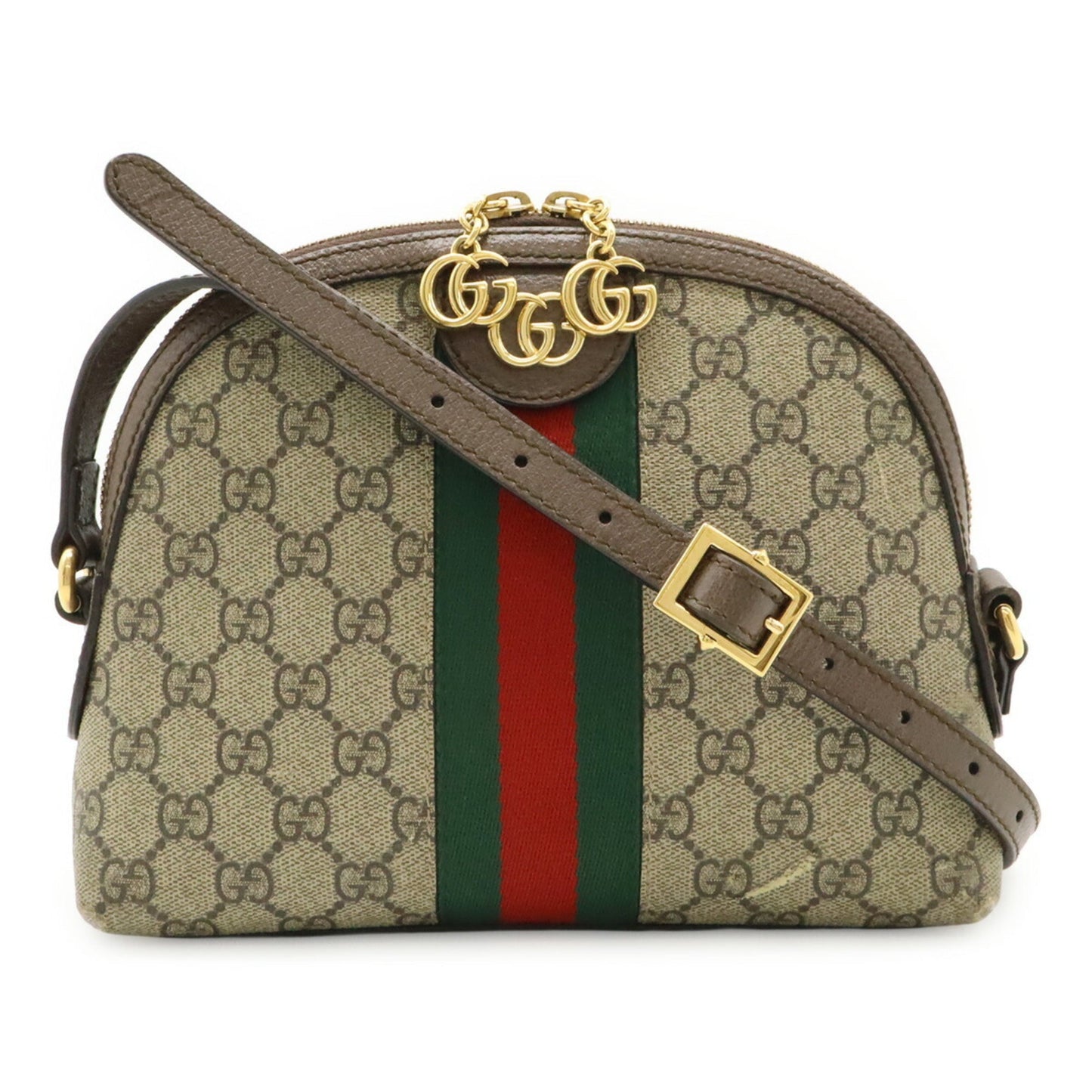 Gucci Beige Brown Green Red Color Gg Supreme Leather Pochette Shoulder Bag ( )