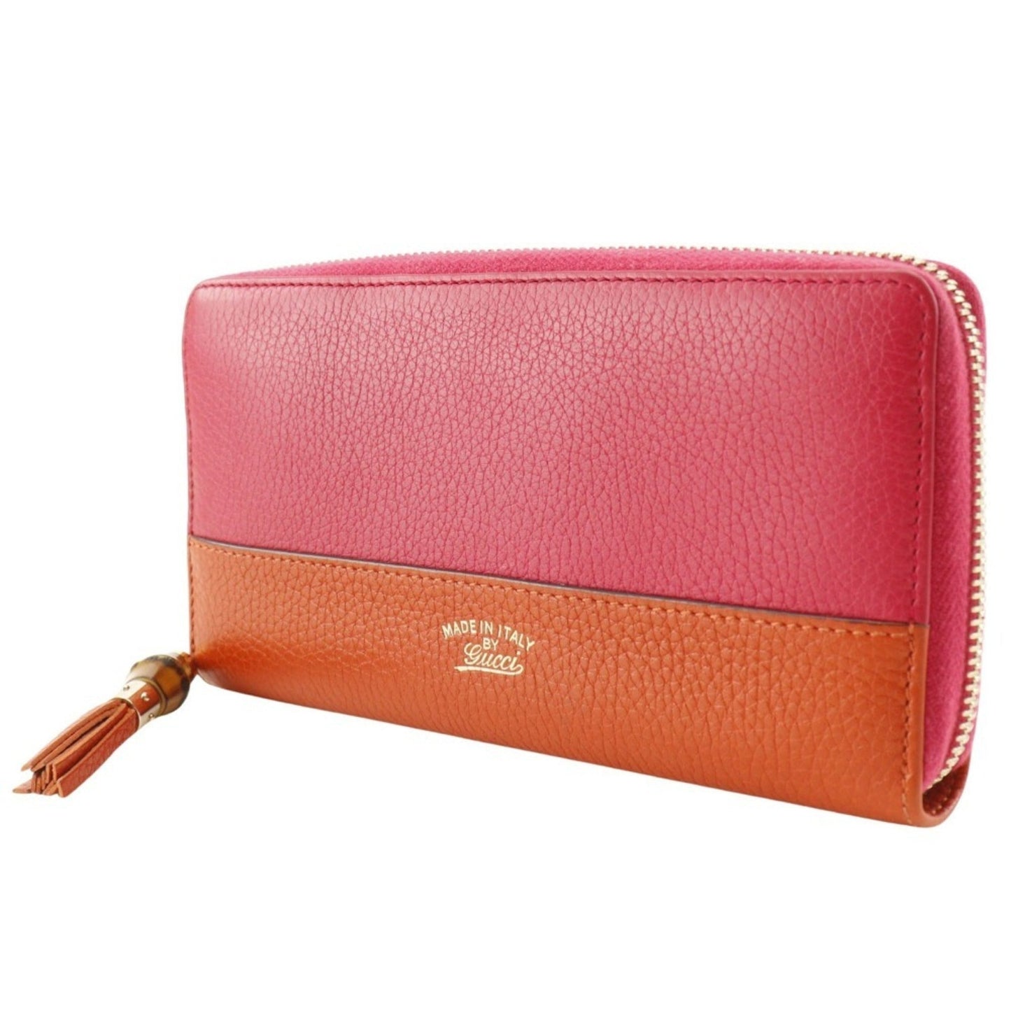 Gucci Orange Pink Leather Long Wallet (Bi-Fold) ( )