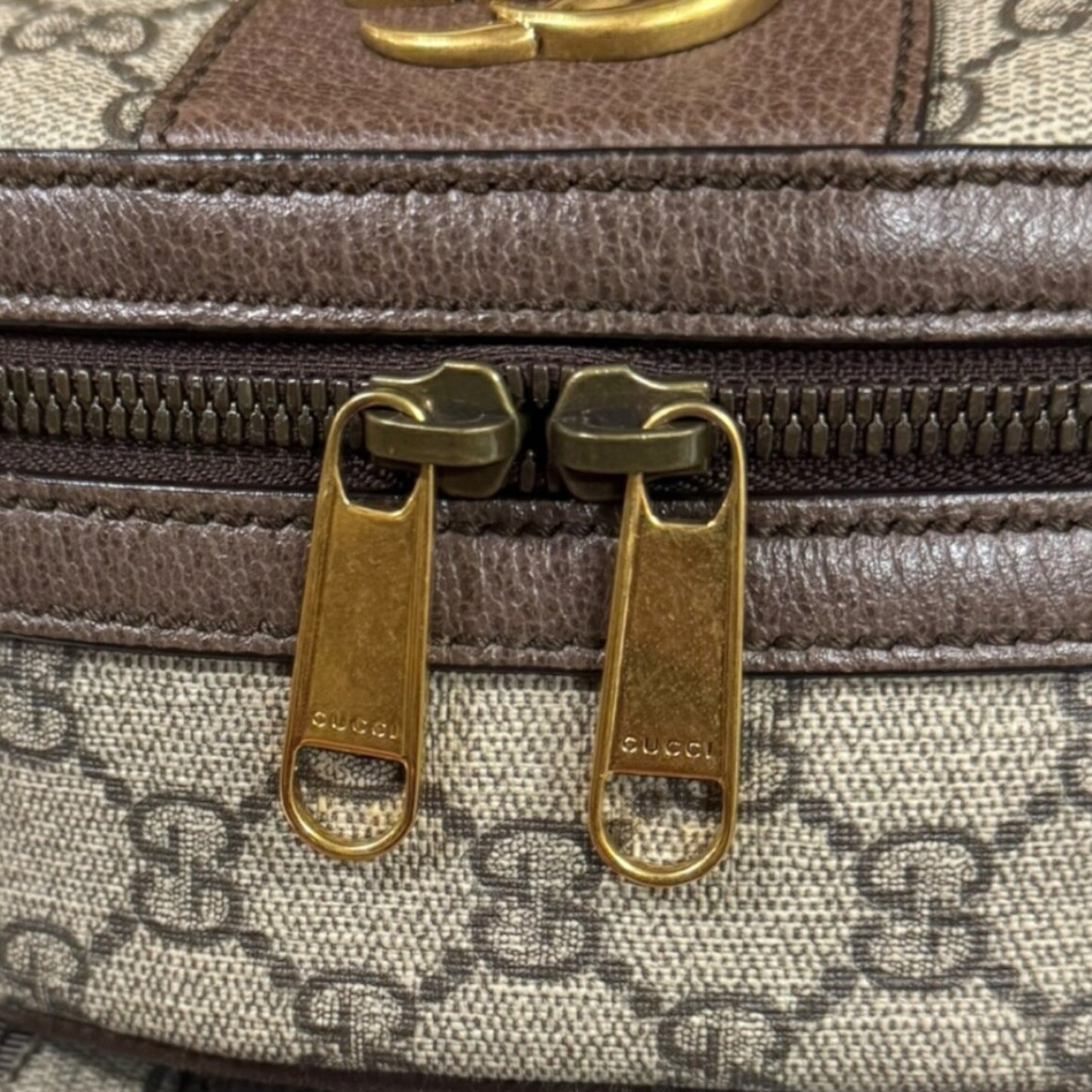 Gucci Beige Brown Gg Supreme Canvas Backpack ( )