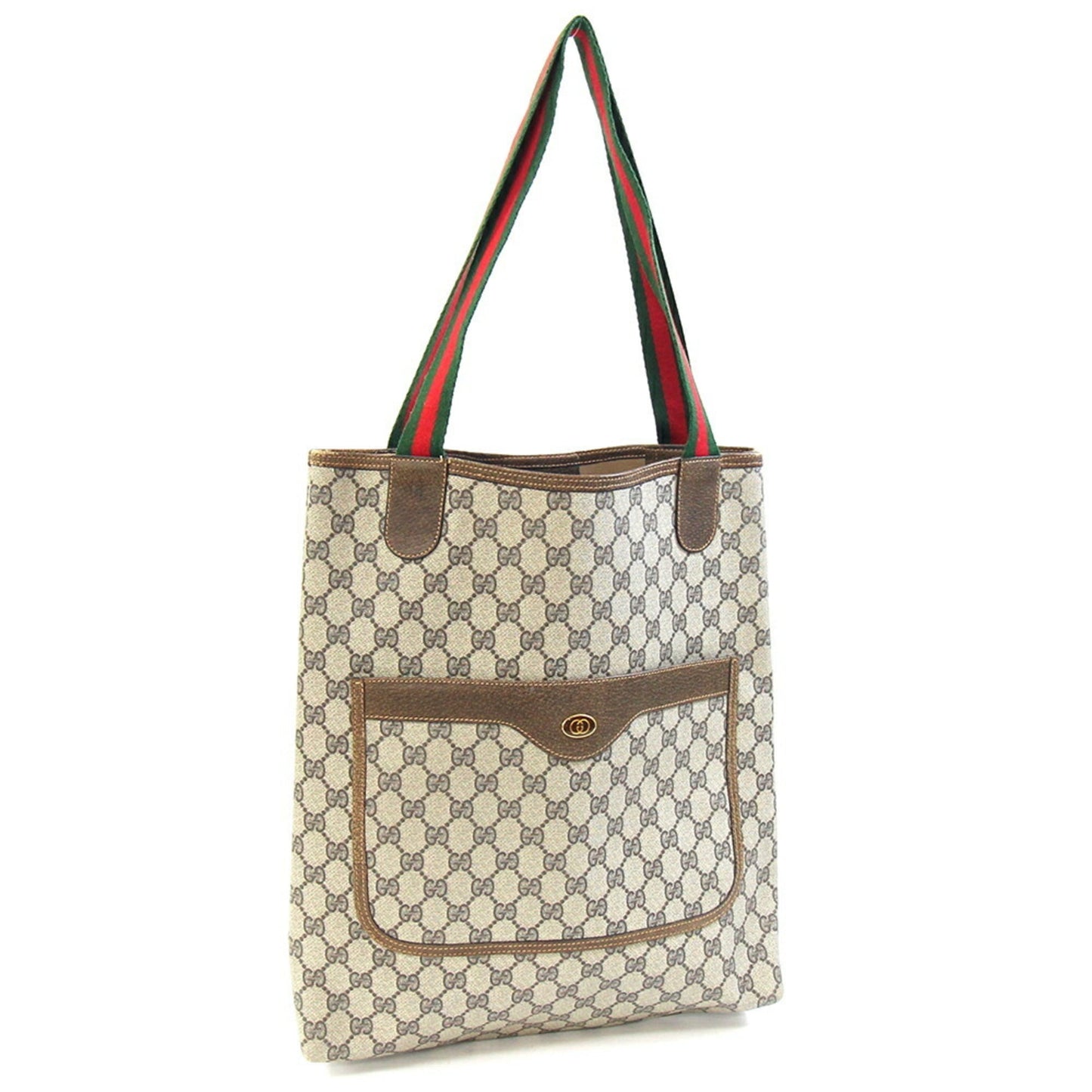 Gucci Beige Pvc Leather Canvas Tote Bag ( )