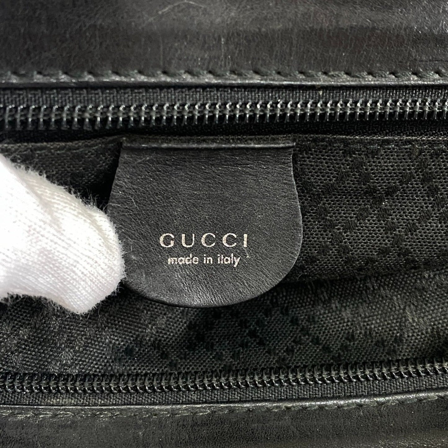 Gucci Black Nylon Leather Shoulder Bag Tote Bag ( )