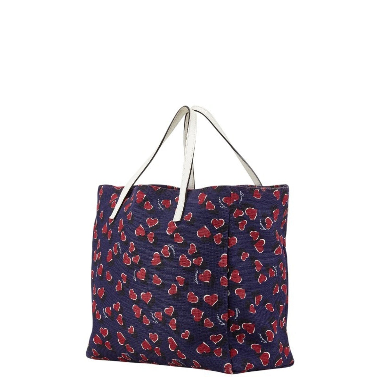 Gucci Navy Red Color White Canvas Leather Handbag Tote Bag