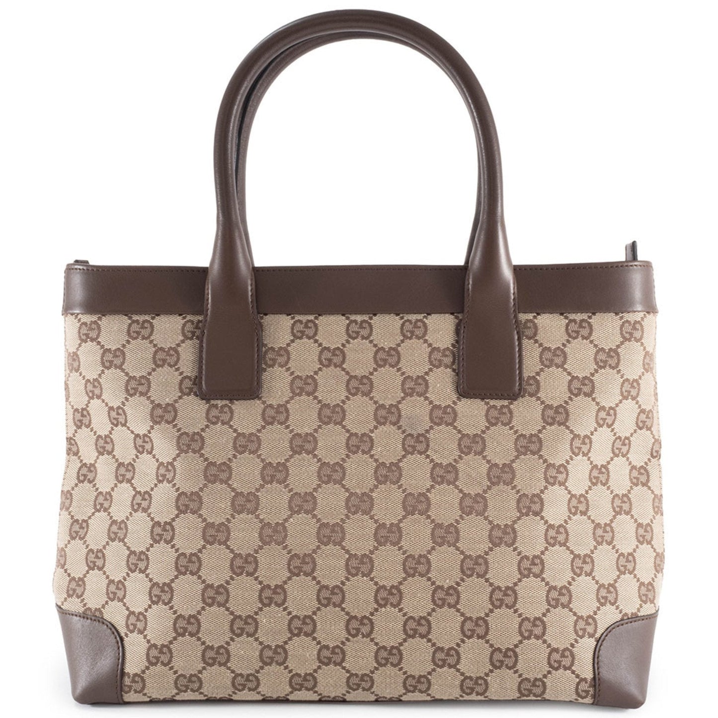 Gucci Gg Canvas Beige Brown Gg Canvas Leather Tote Bag ( )