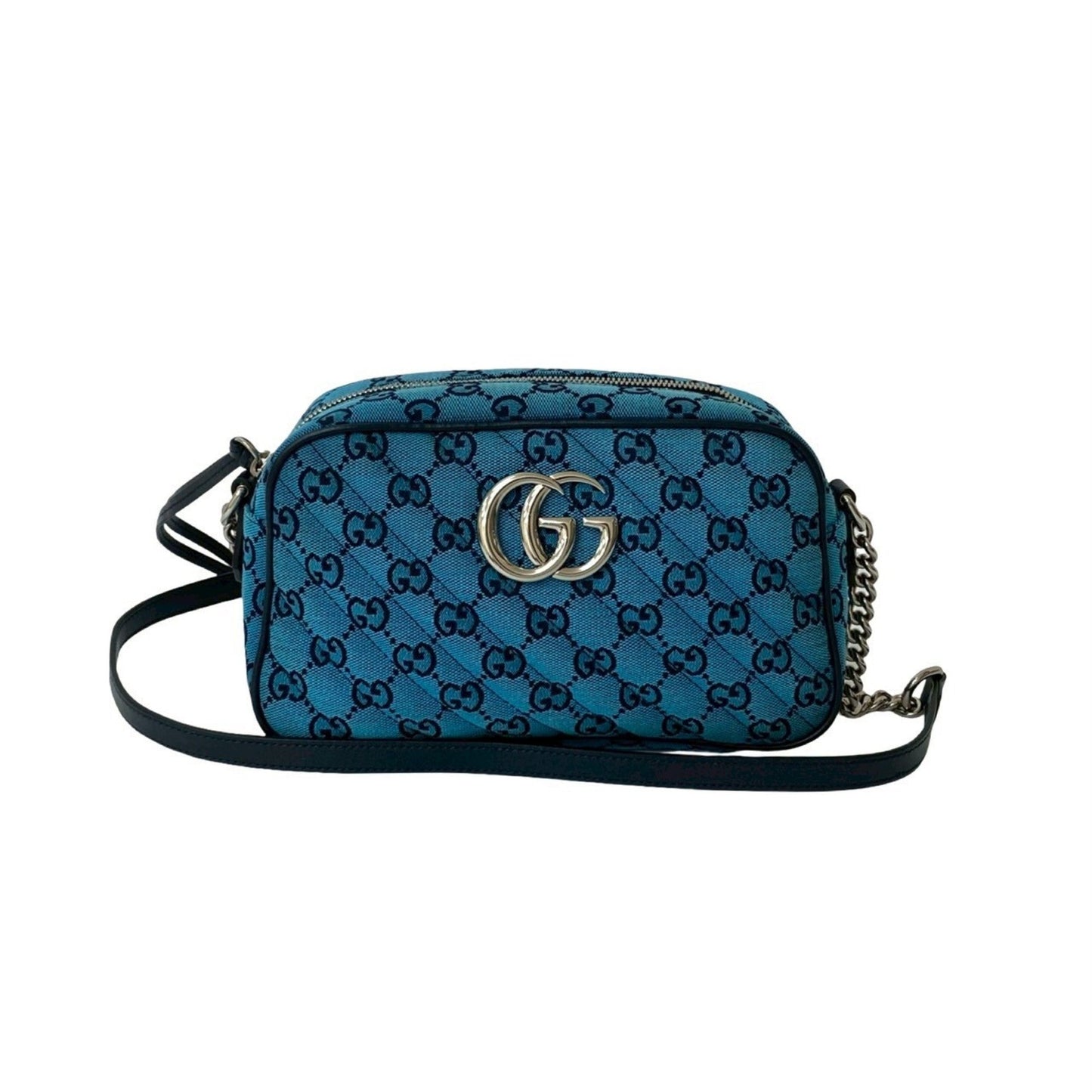 Gucci Blue Navy Canvas Leather Pochette Shoulder Bag ( )
