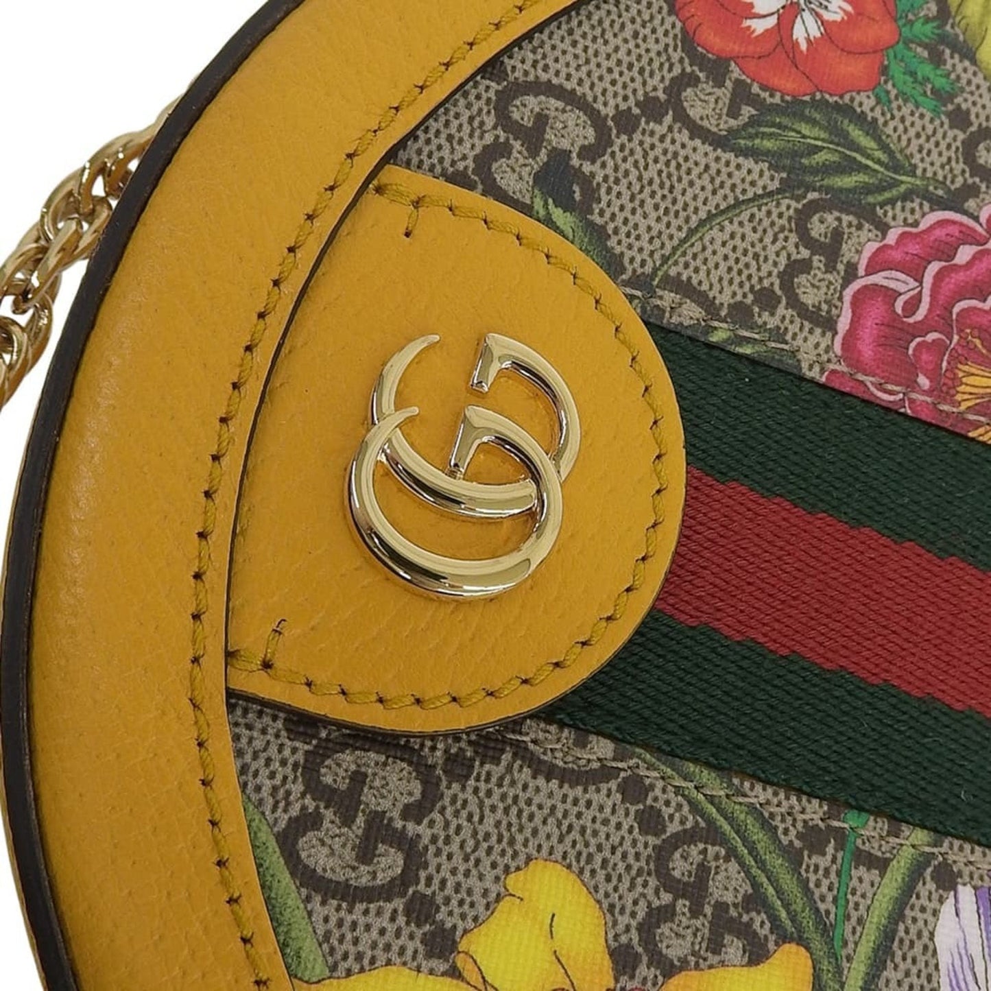 Gucci Gg Blooms Brown Multi-Color Yellow Pvc Leather Shoulder Bag ( )