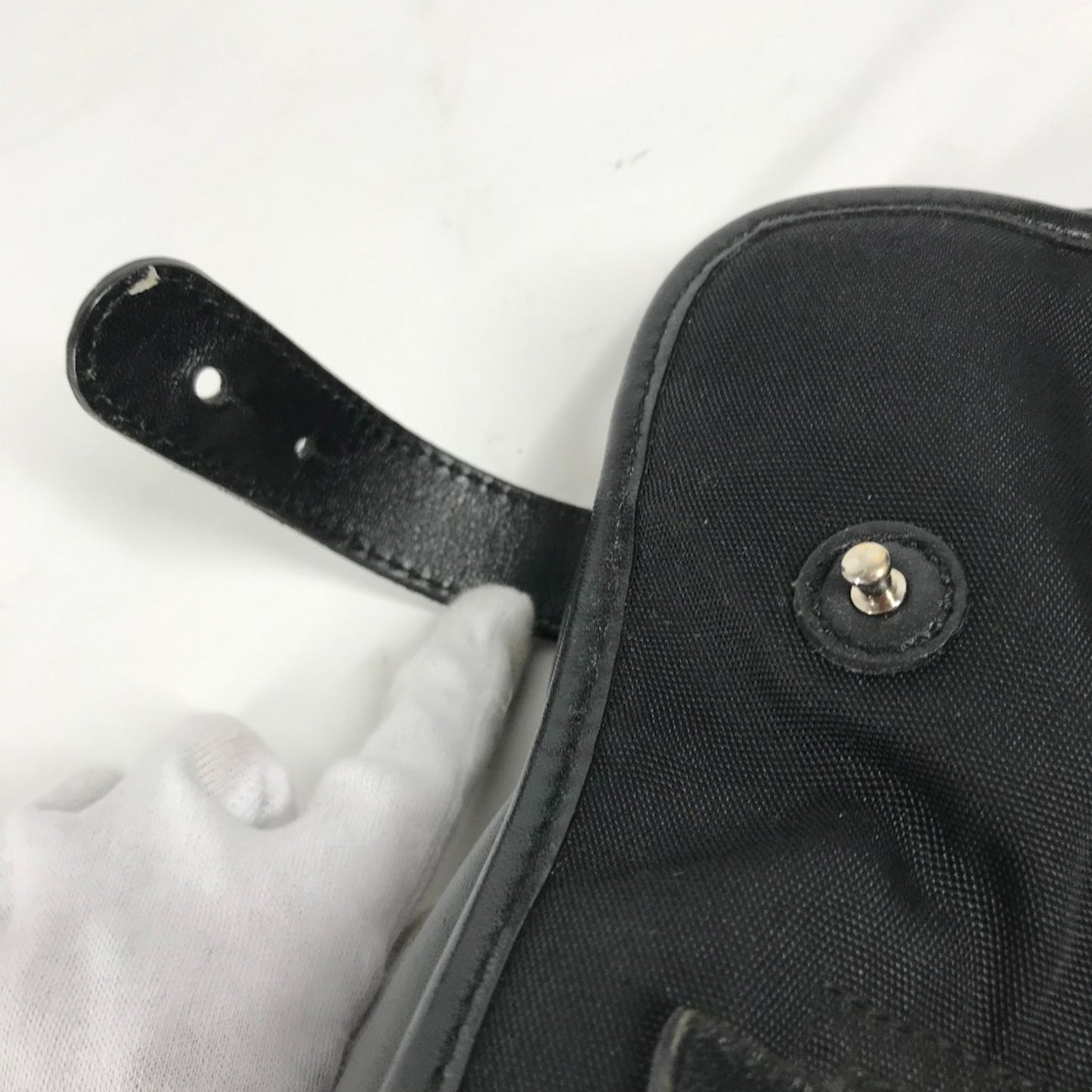 Gucci Black Nylon Leather Handbag Tote Bag ( )