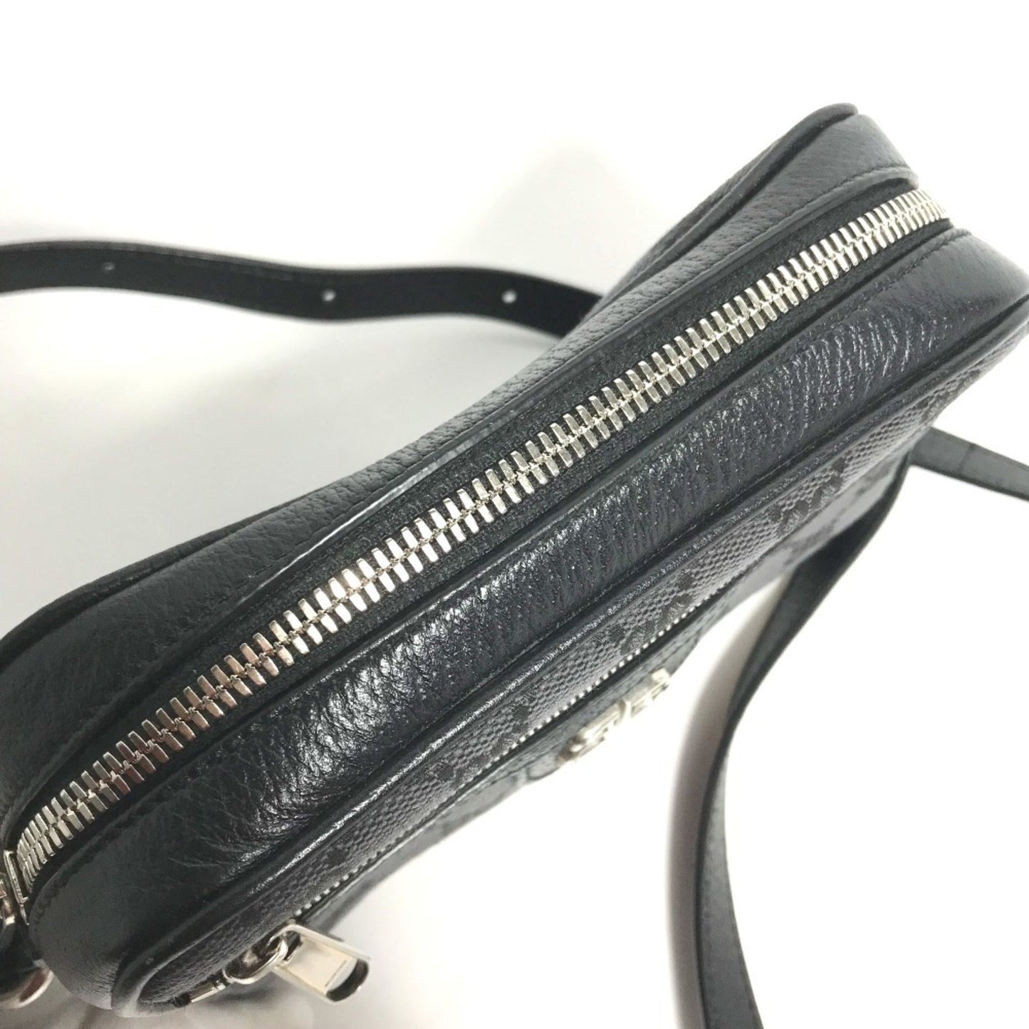 Gucci Black Canvas Leather Pochette Shoulder Bag ( )