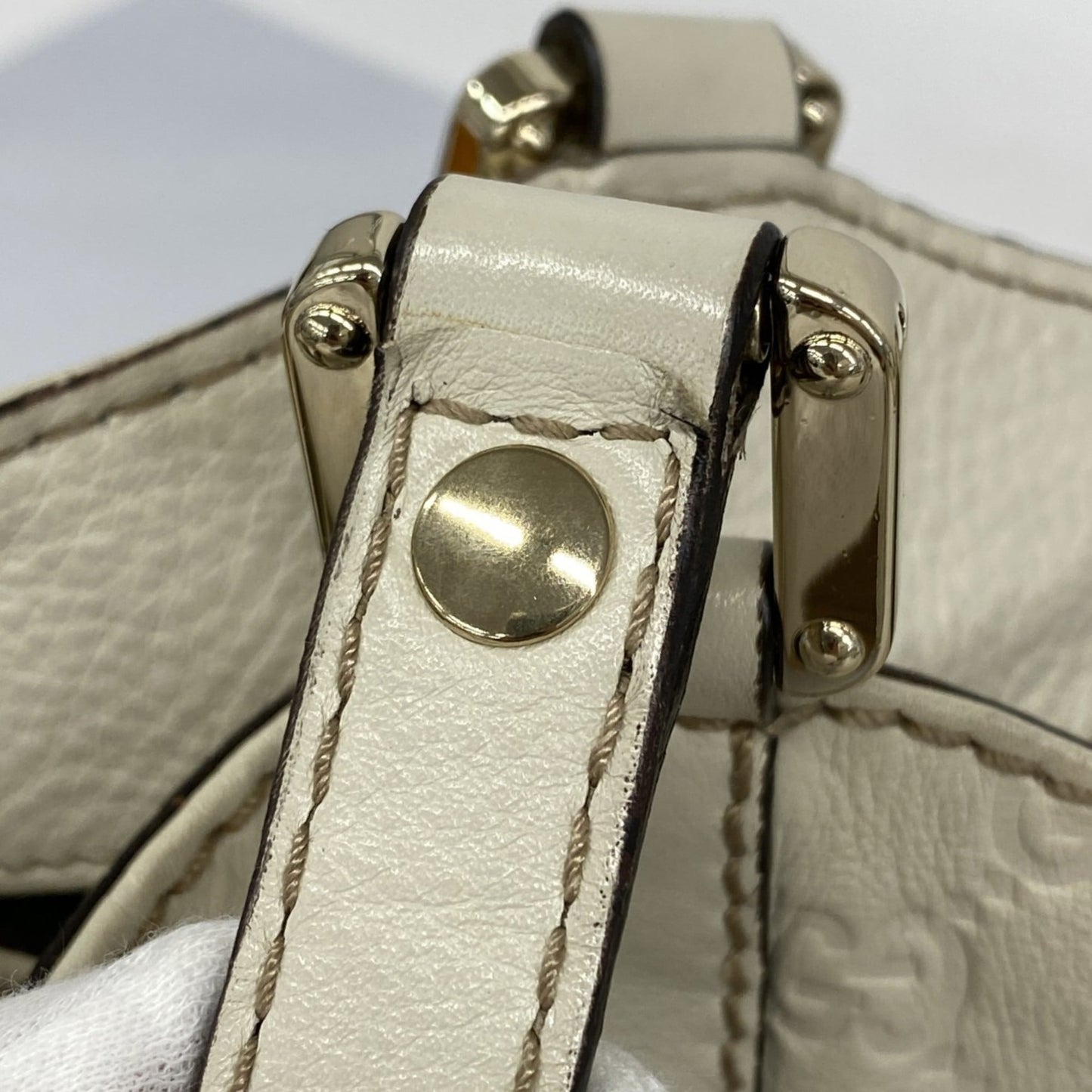 Gucci White Leather Tote Bag ( )