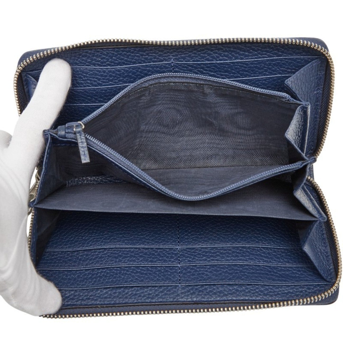 Gucci Navy Leather Long Wallet (Bi-Fold) ( )