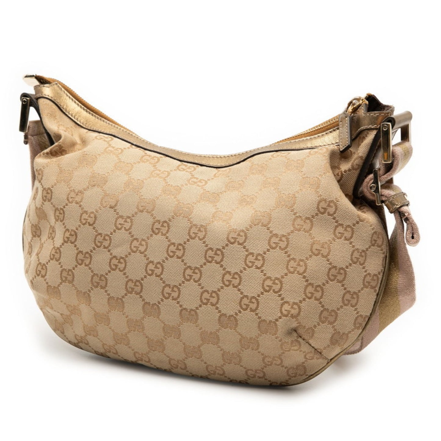 Gucci Gg Canvas Beige Gold Gg Canvas Leather Shoulder Bag ( )