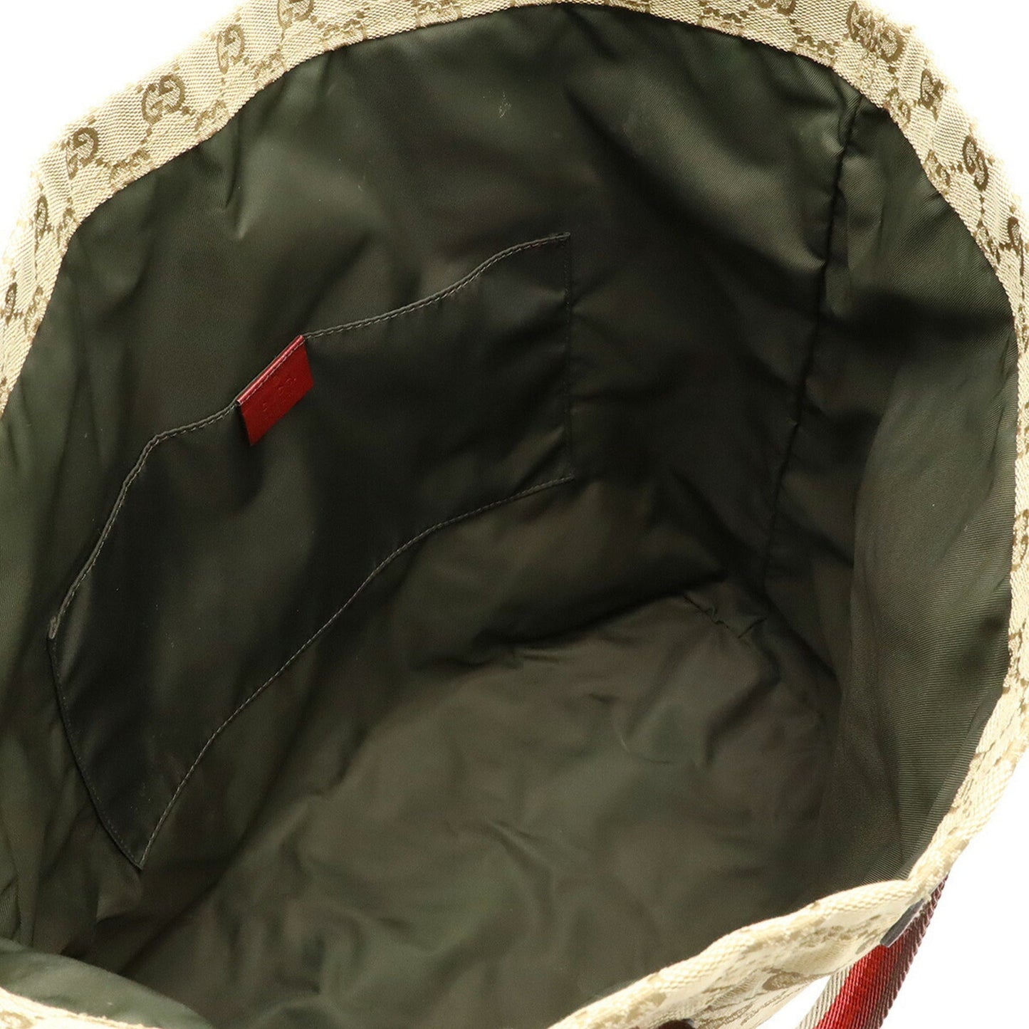 Gucci Beige Multi-Color Red Color Canvas Leather Shoulder Bag Tote Bag ( )