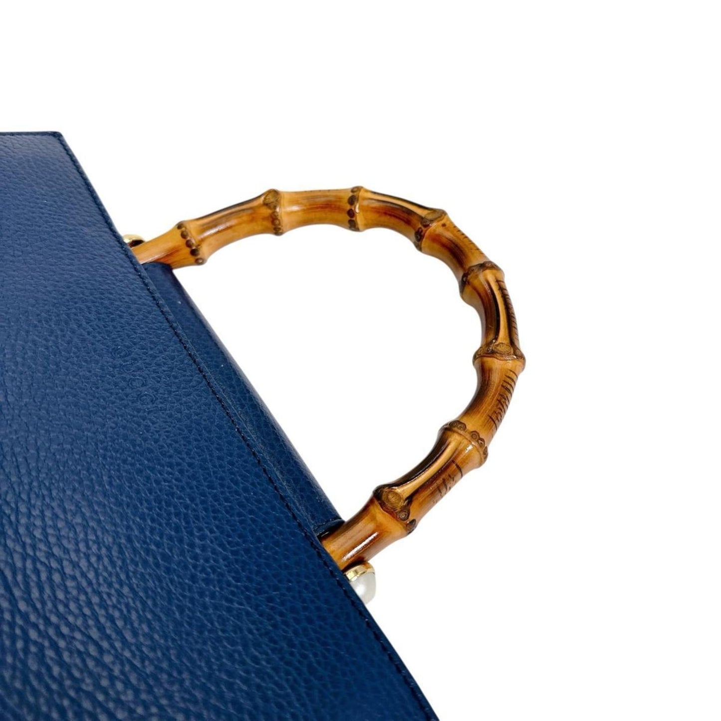 Gucci Blue Bamboo Leather Handbag ( )