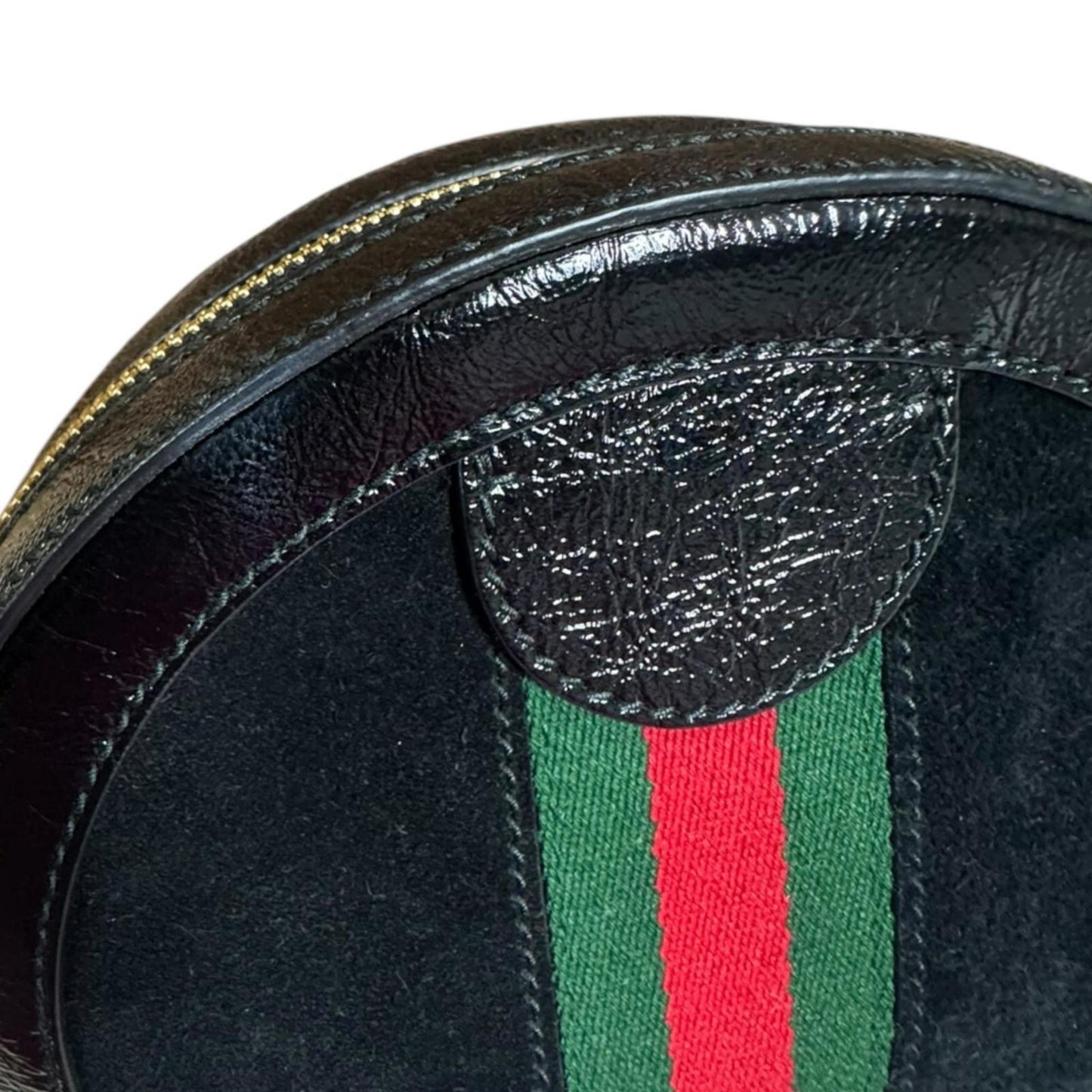Gucci Black Patent Leather Suede Shoulder Bag ( )