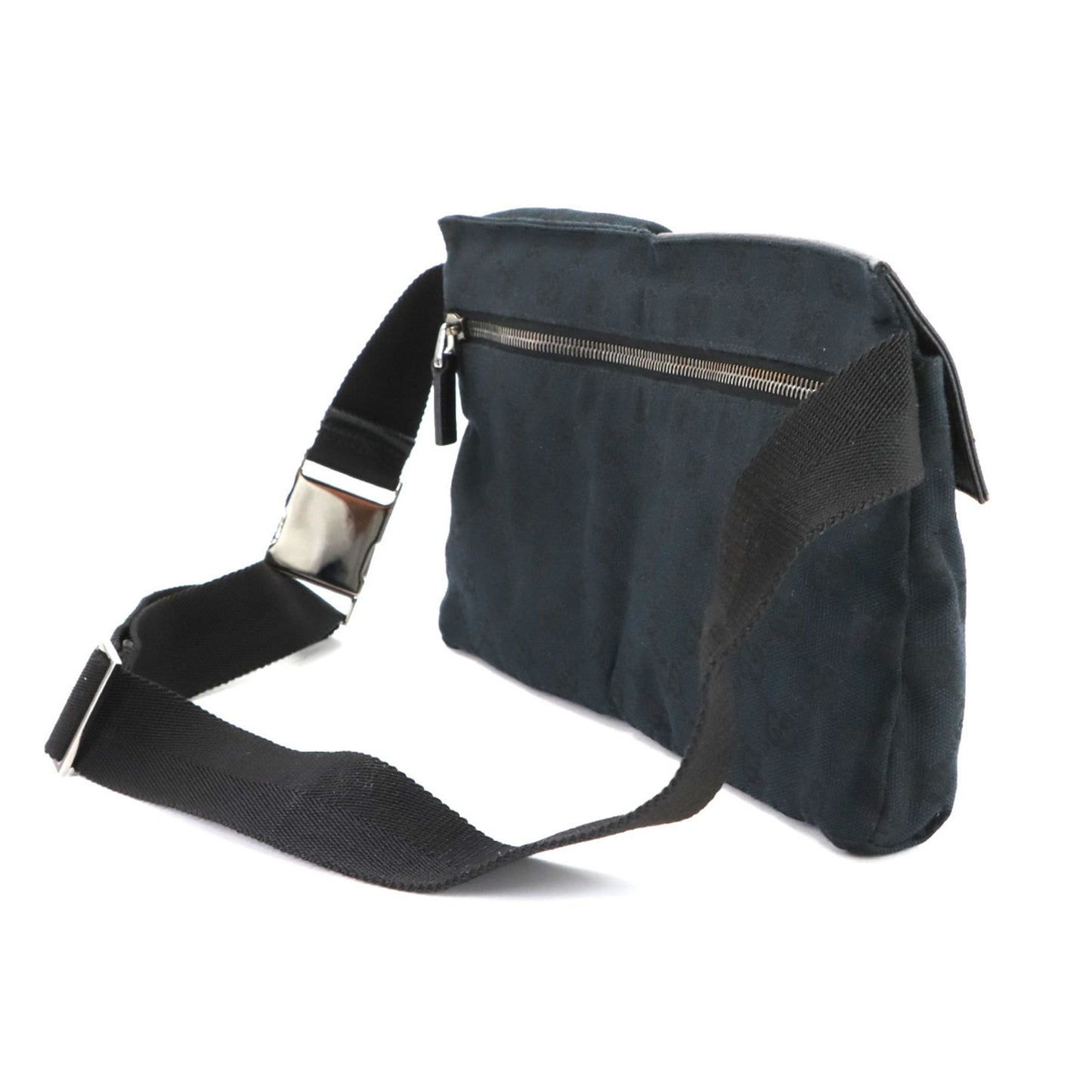 Gucci Black Gg Canvas Leather Fanny Pack ( )