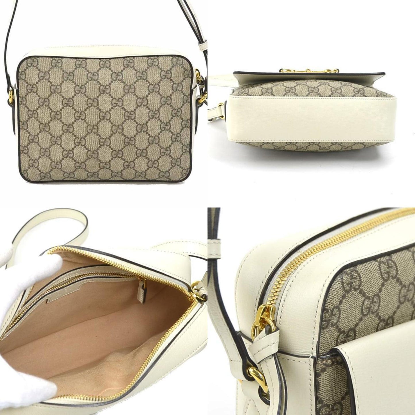 Gucci Beige White Gg Supreme Handbag
