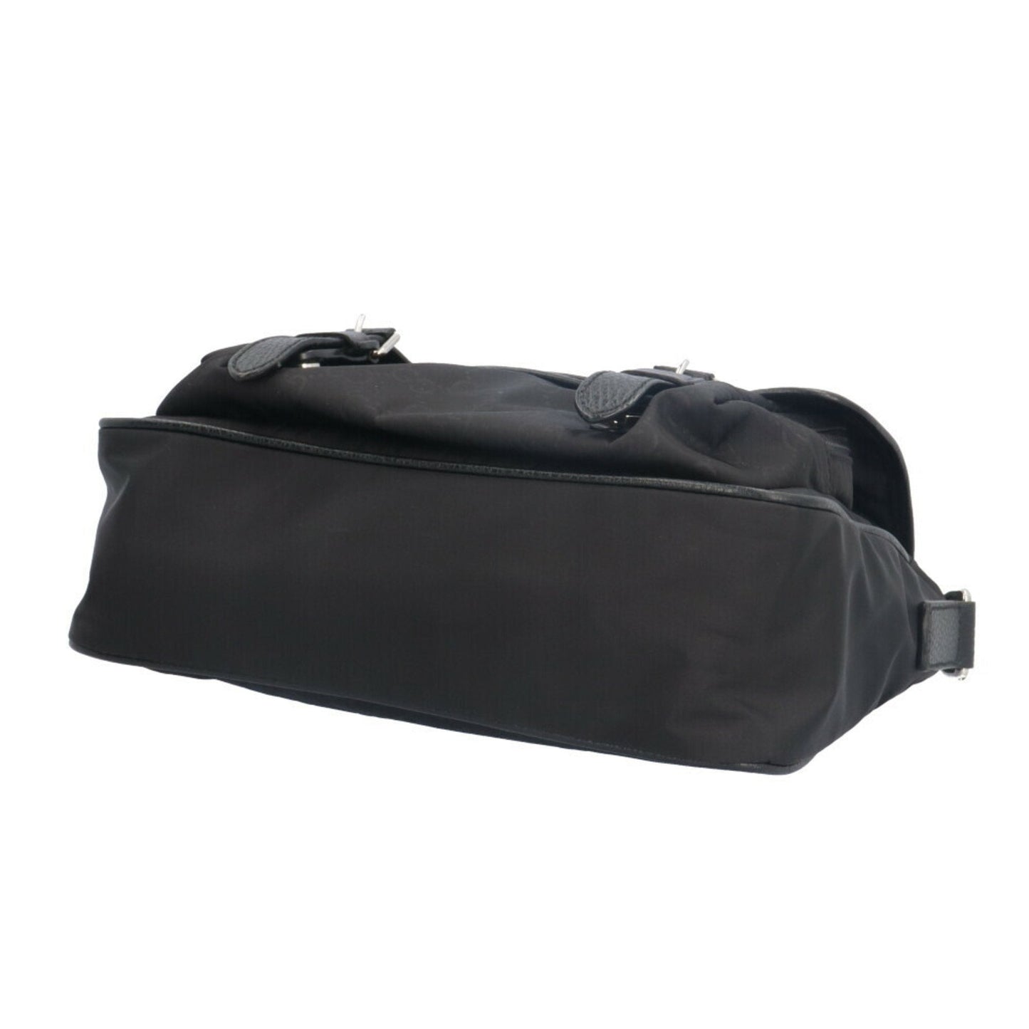 Gucci Black Nylon Leather Messenger Bag Shoulder Bag ( )