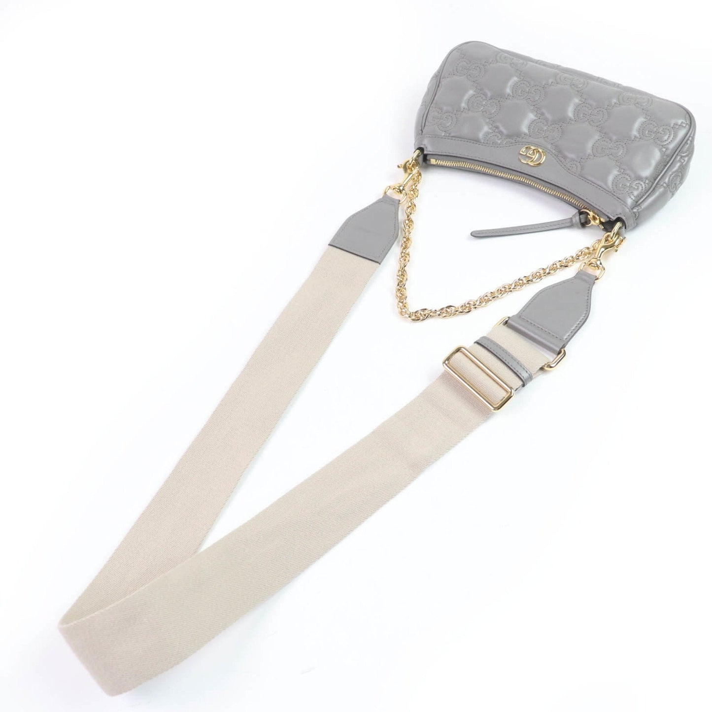 Gucci Gray Leather Handbag Shoulder Bag ( )