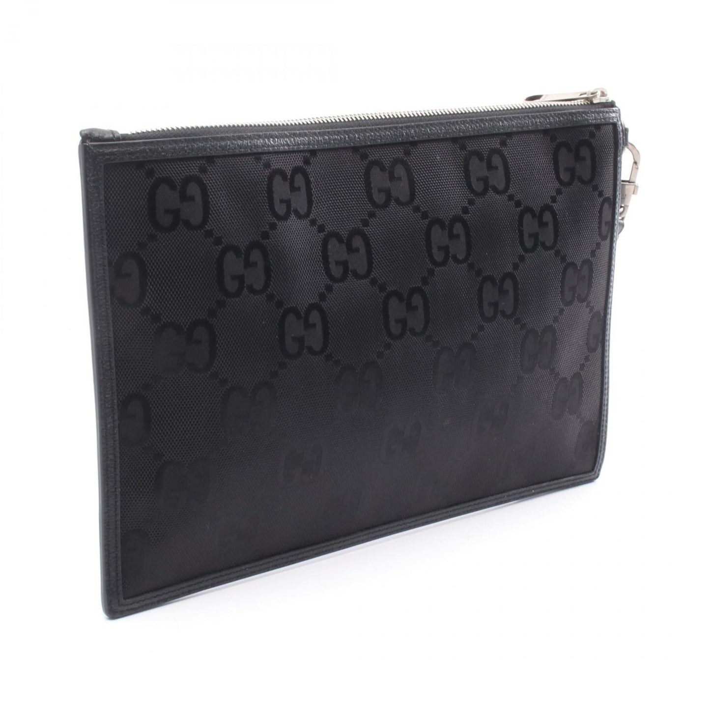 Gucci Black Nylon Canvas Leather Clutch Bag ( )