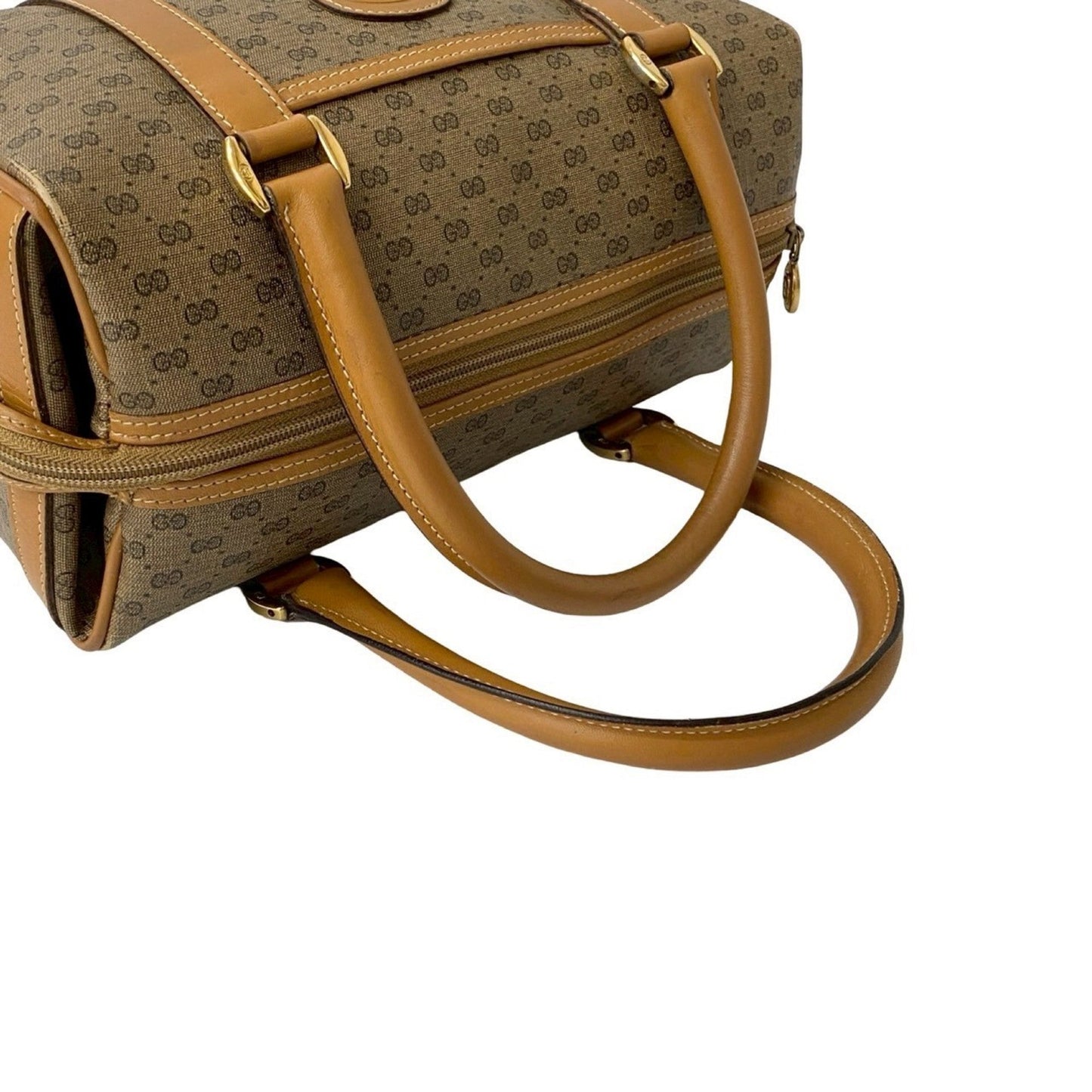 Gucci Brown Leather Pvc Boston Bag Handbag ( )