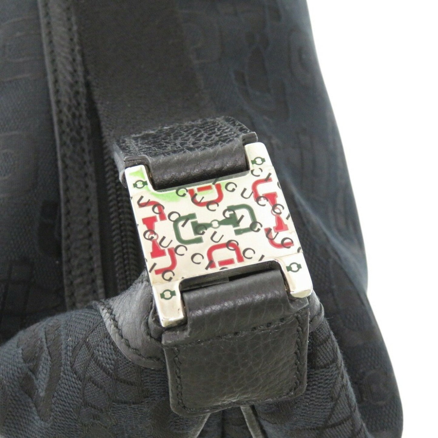 Gucci Horsebit Black Canvas Shoulder Bag ( )